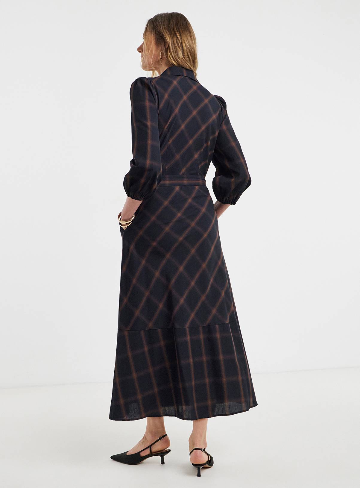 JD WILLIAMS Check Belted Shirt Dress 12 - Image 3