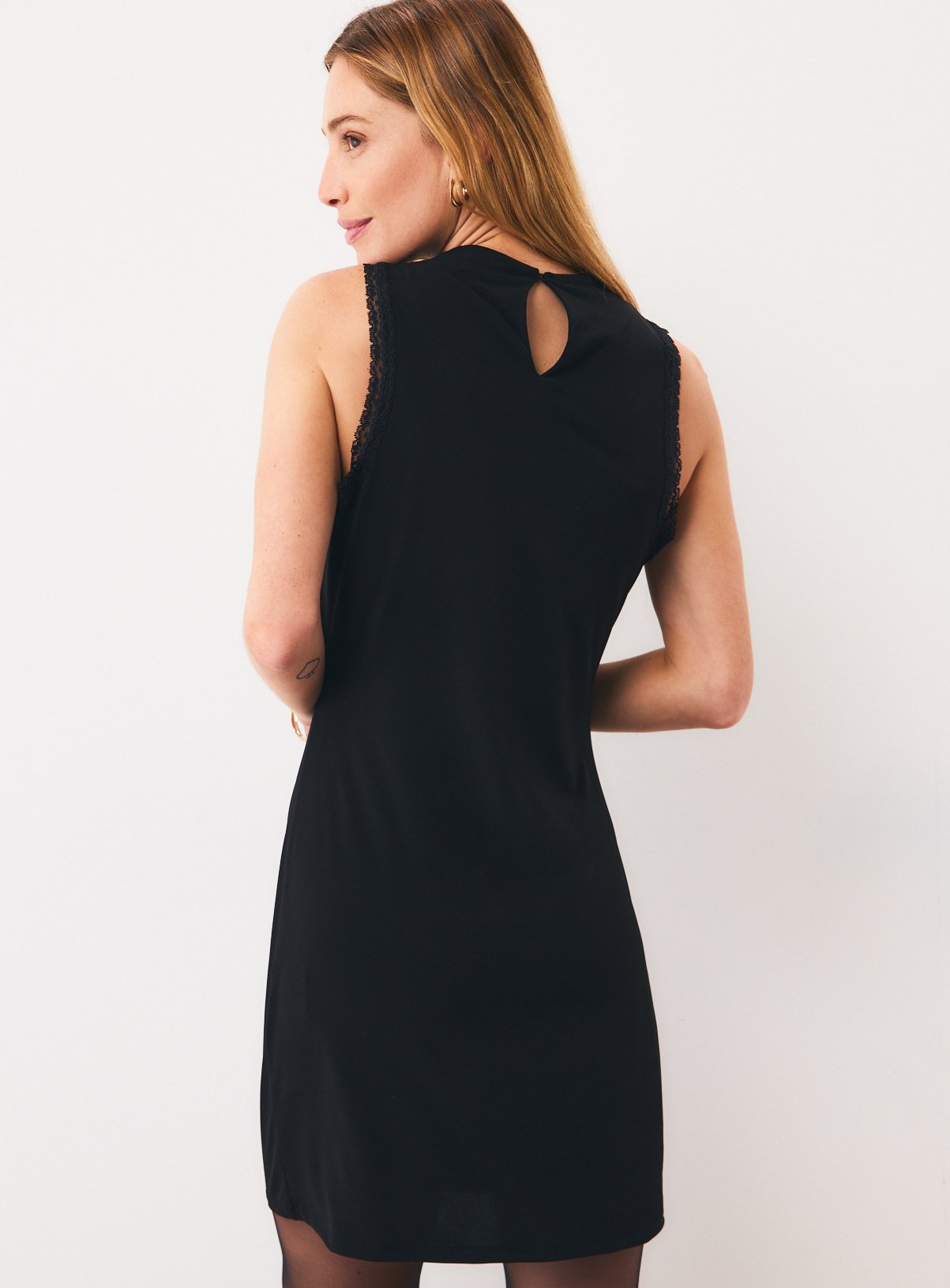 Decadence Sleeveless Lace Trim Jersey Mini Dress 14 - Image 4 thumbnail