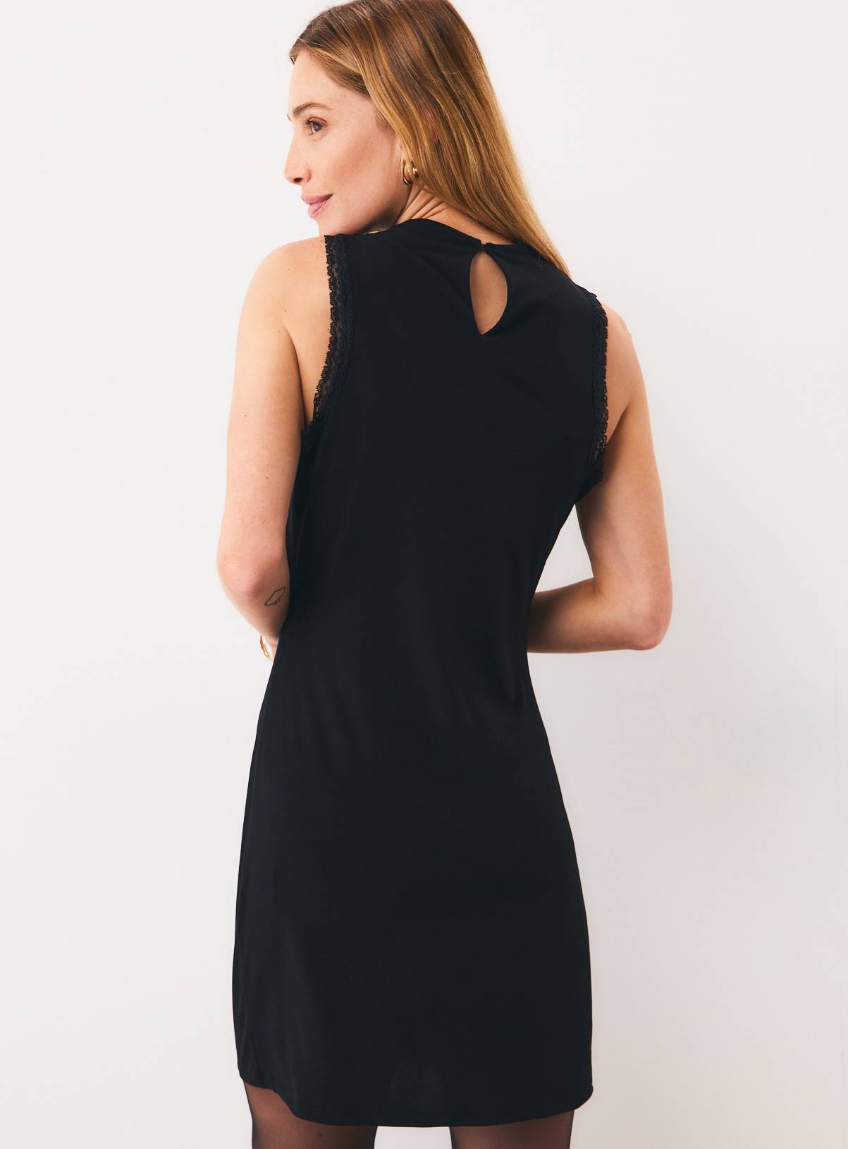 Decadence Sleeveless Lace Trim Jersey Mini Dress 14 - Image 4