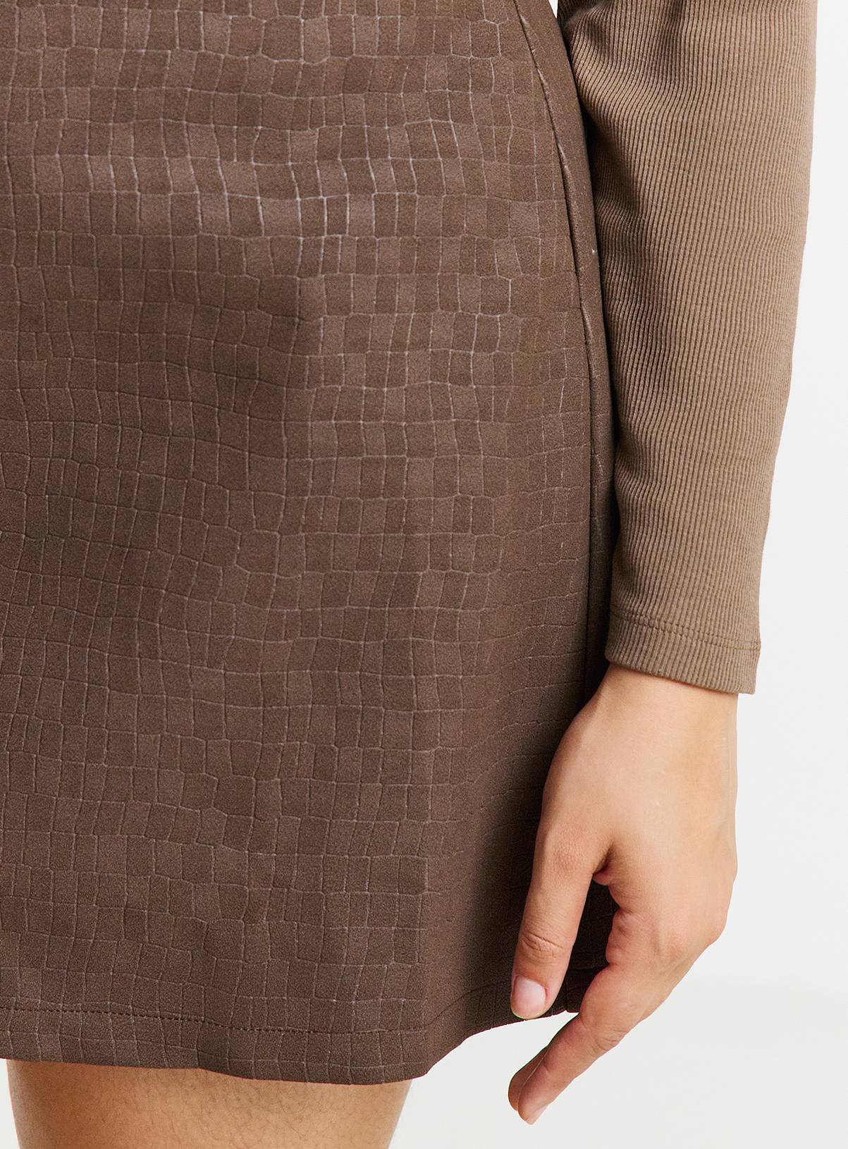 SIMPLY BE Chocolate Suedette Mini Skirt 24 - Image 4