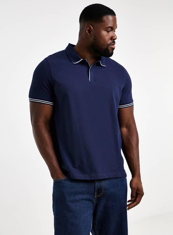 JACAMO Tipped Pique Polo Long T-Shirt L