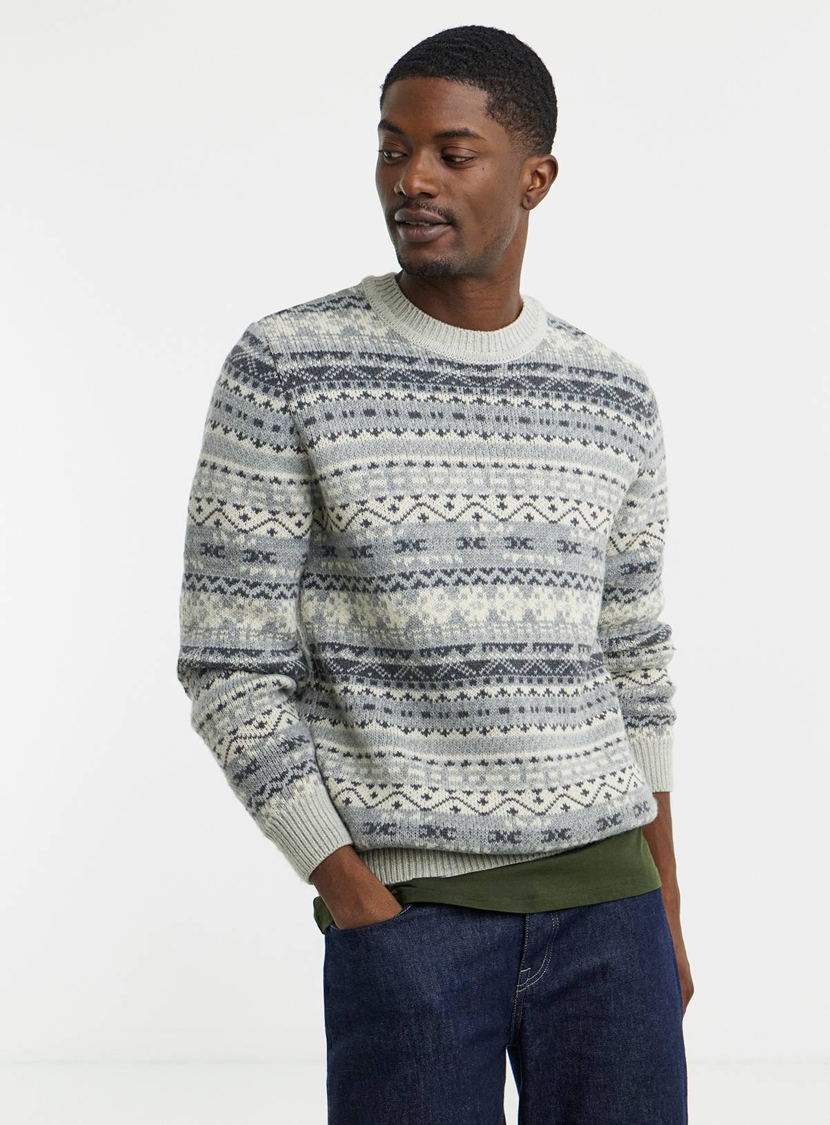 JACAMO Knitted Fair Isle Crew Neck Jumper 2XL - Image 1