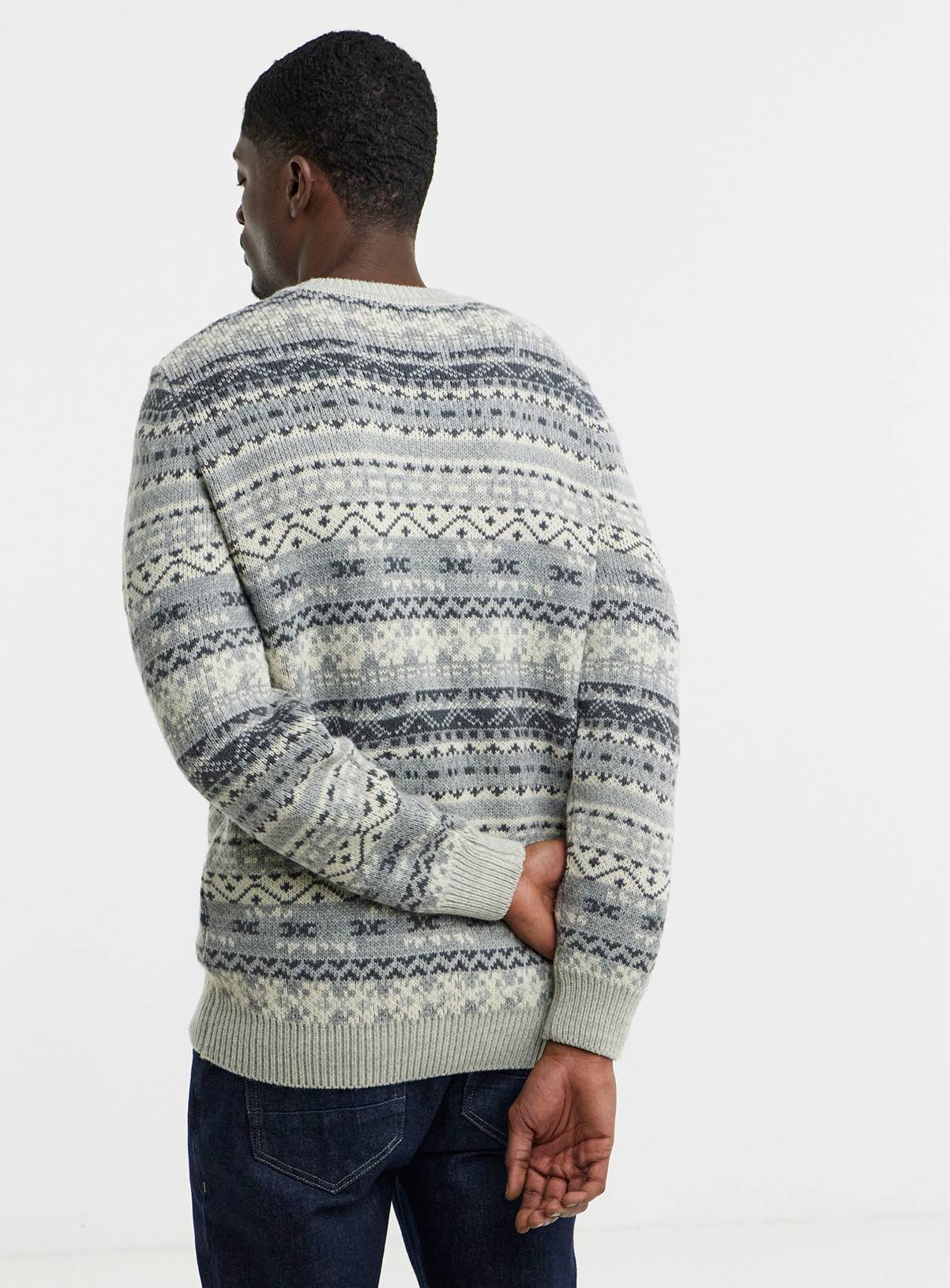 JACAMO Knitted Fair Isle Crew Neck Jumper 2XL - Image 2