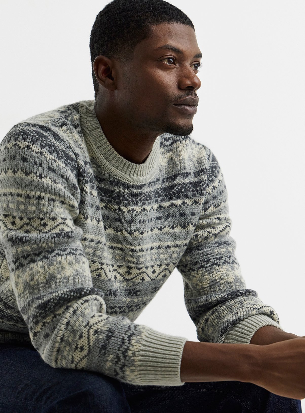 JACAMO Knitted Fair Isle Crew Neck Jumper 2XL - Image 3 thumbnail