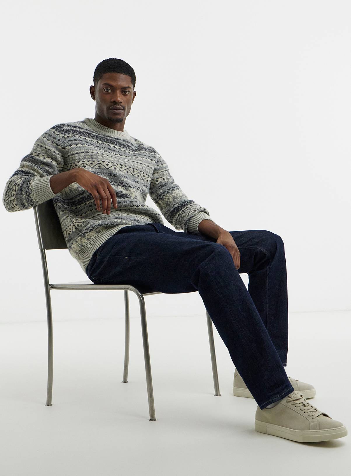 JACAMO Knitted Fair Isle Crew Neck Jumper 2XL - Image 4