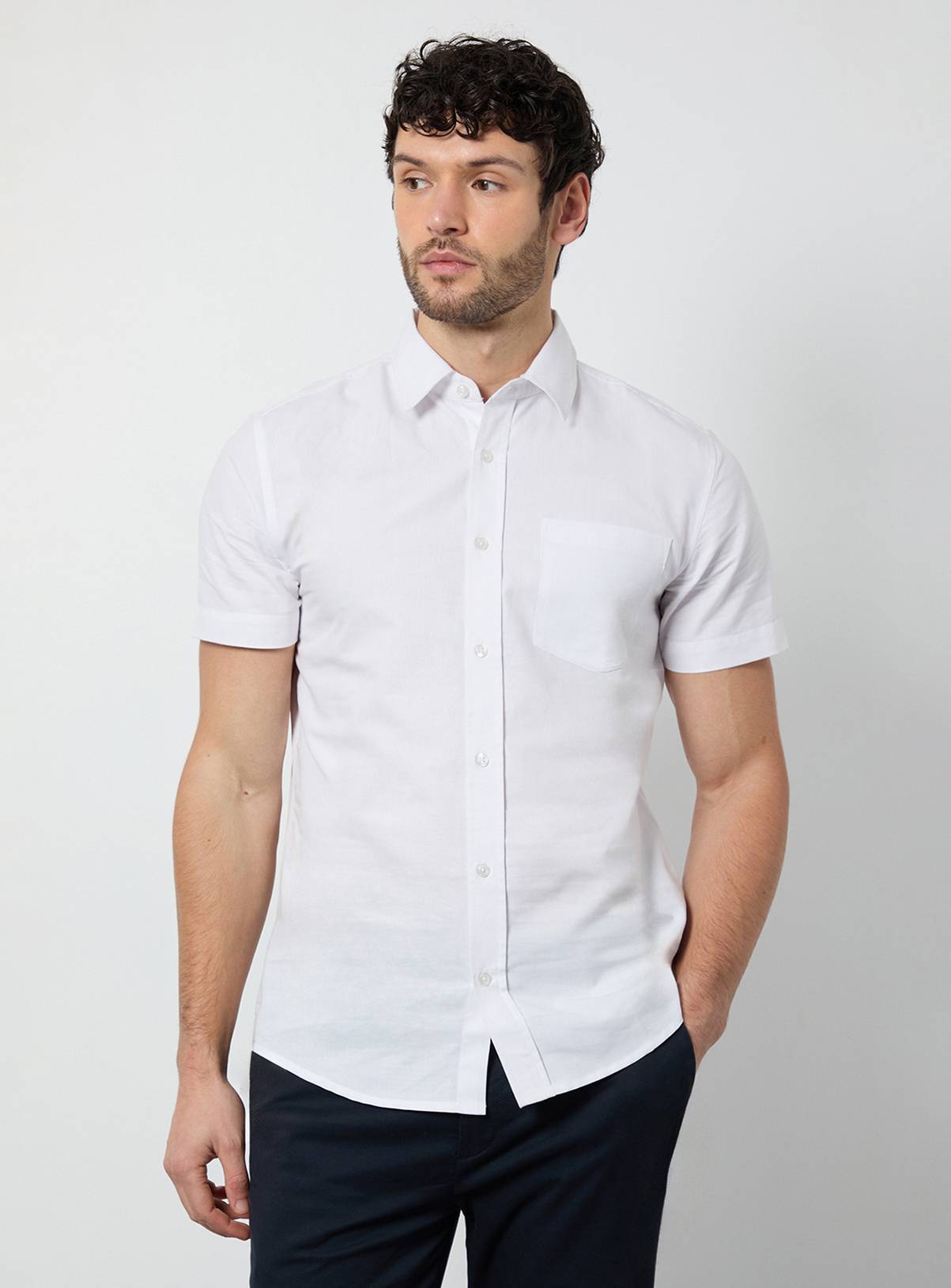 BURTON White Short Sleeve Oxford Shirt XL - Image 1