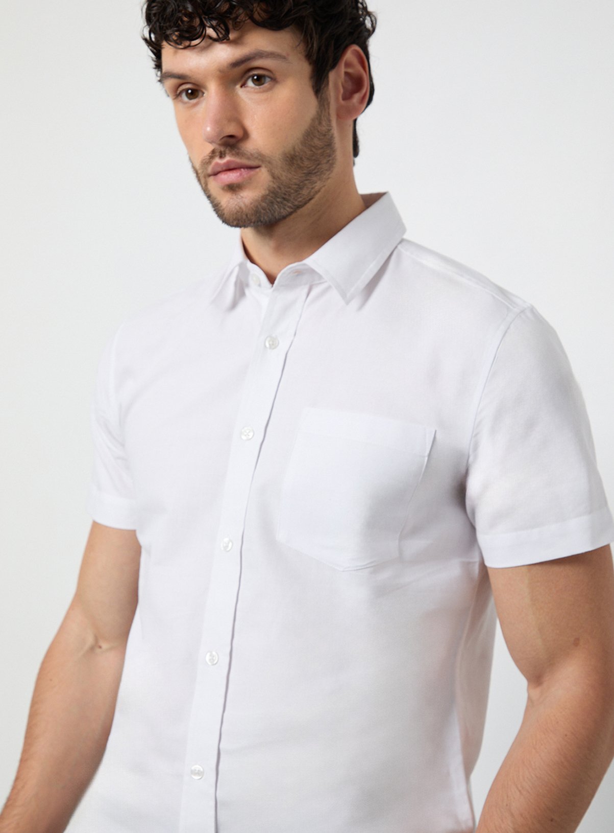 BURTON White Short Sleeve Oxford Shirt XL - Image 4 thumbnail