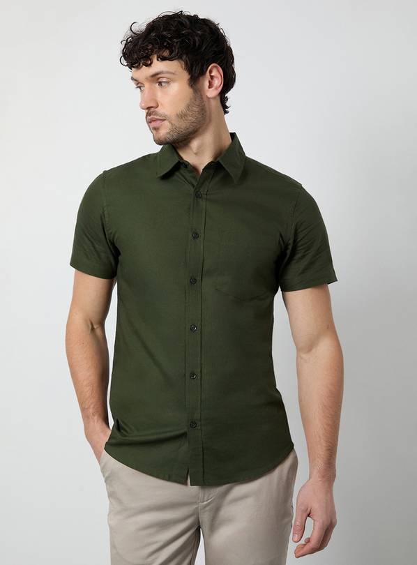 BURTON Khaki Short Sleeve Oxford Shirt M