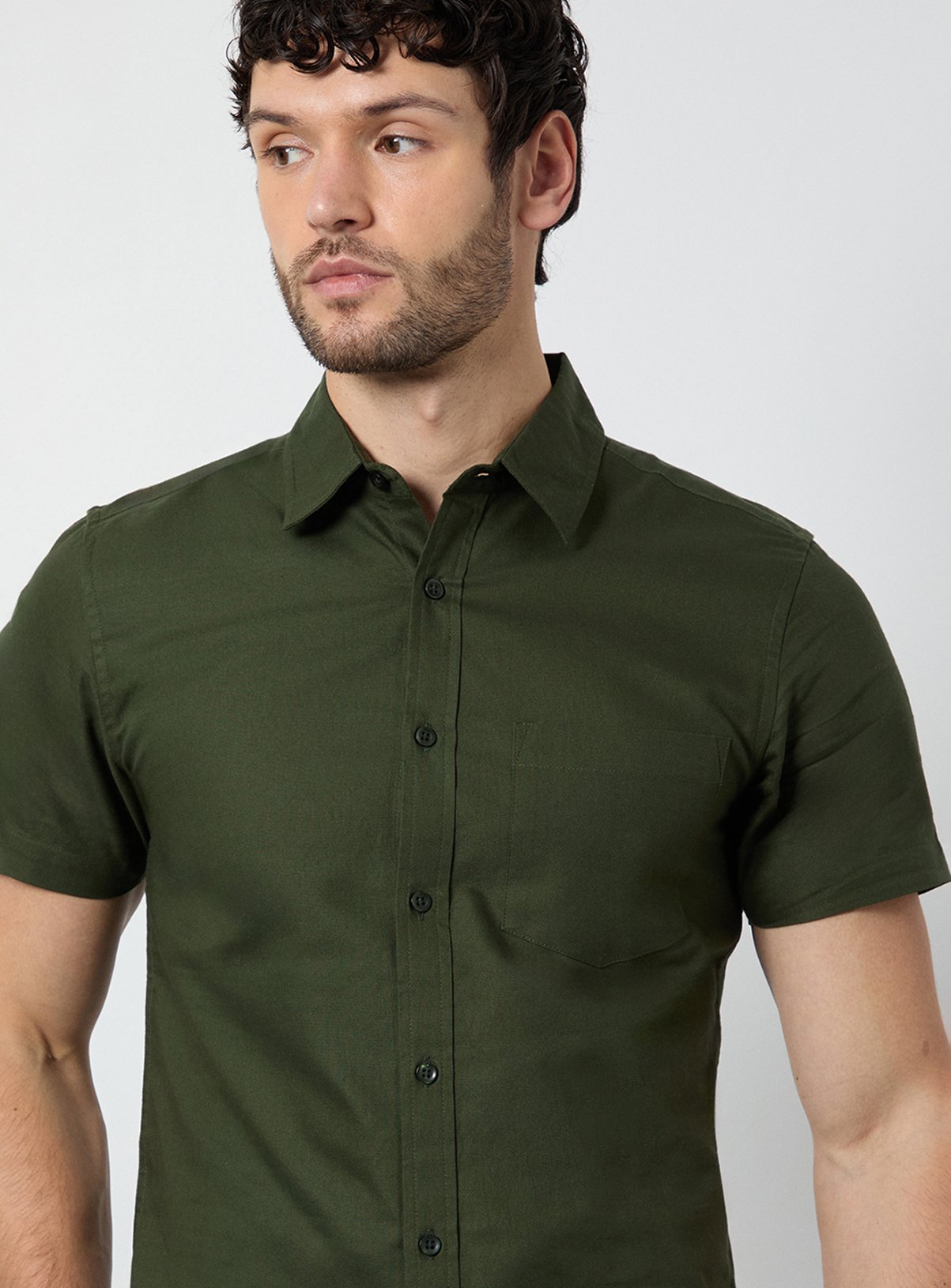 BURTON Khaki Short Sleeve Oxford Shirt XL - Image 4 thumbnail