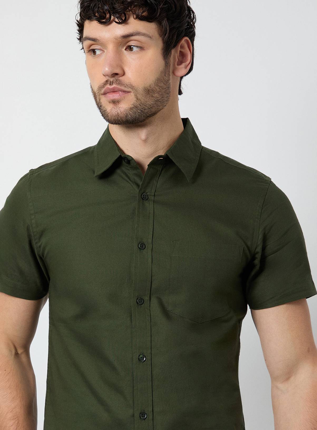 BURTON Khaki Short Sleeve Oxford Shirt XL - Image 4