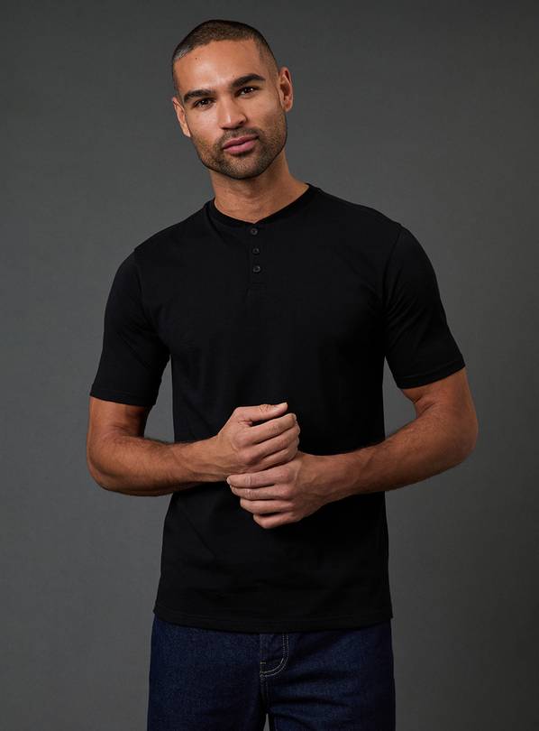BURTON Black Grandad Neck T-Shirt S