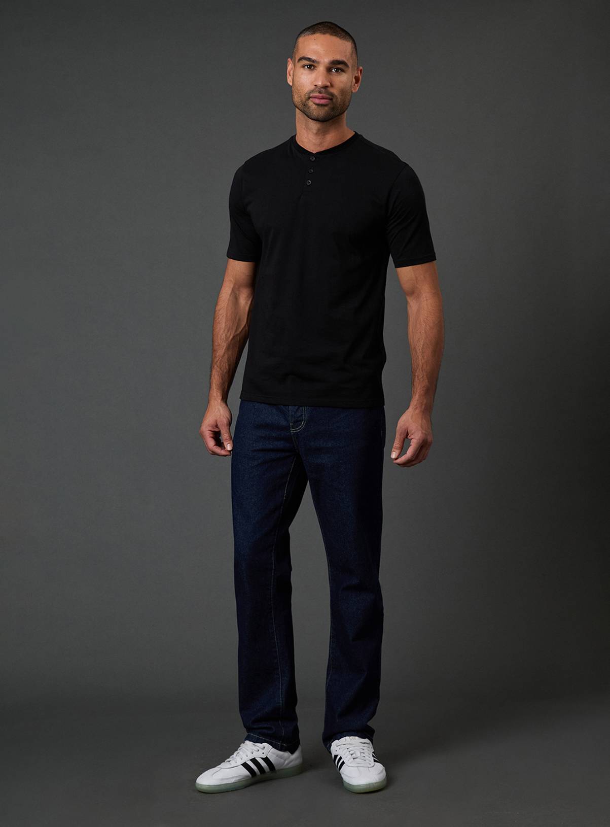 BURTON Black Grandad Neck T-Shirt M - Image 2