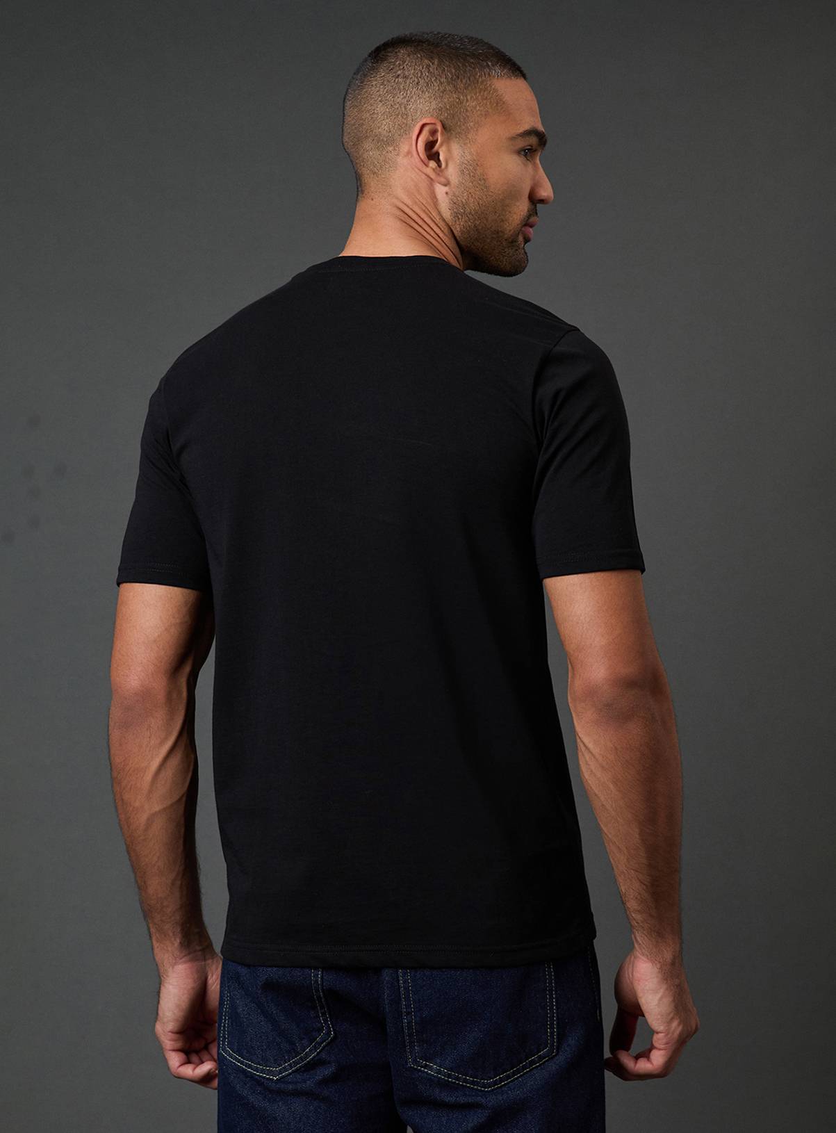 BURTON Black Grandad Neck T-Shirt M - Image 3