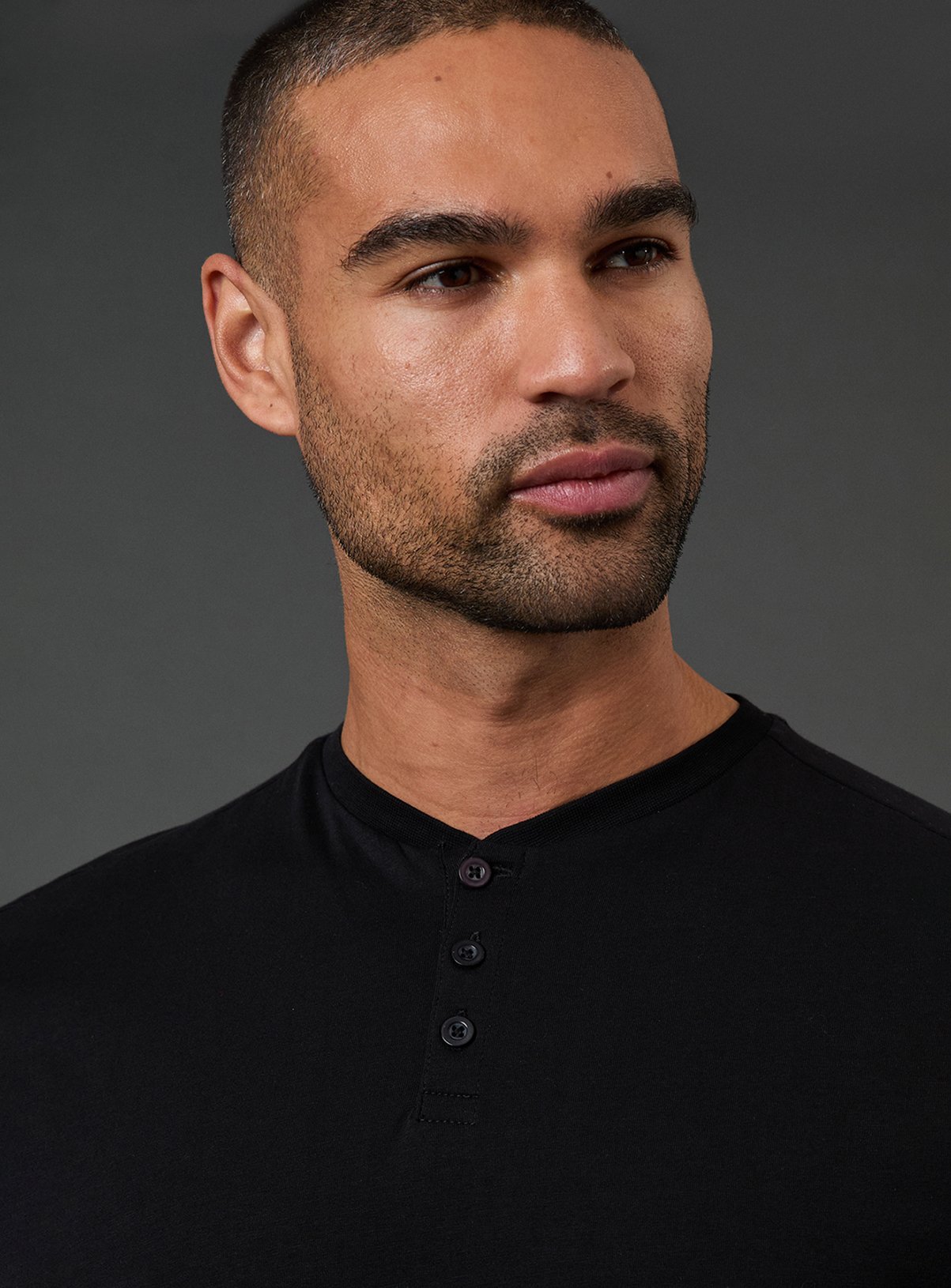 BURTON Black Grandad Neck T-Shirt M - Image 4 thumbnail