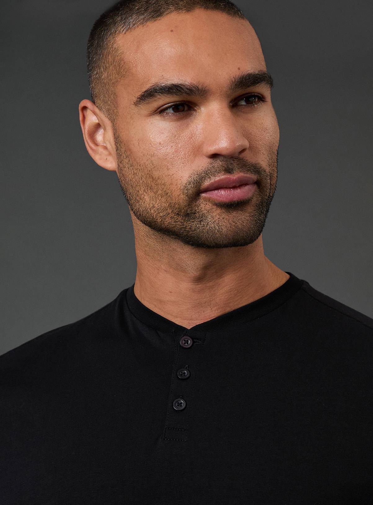 BURTON Black Grandad Neck T-Shirt M - Image 4