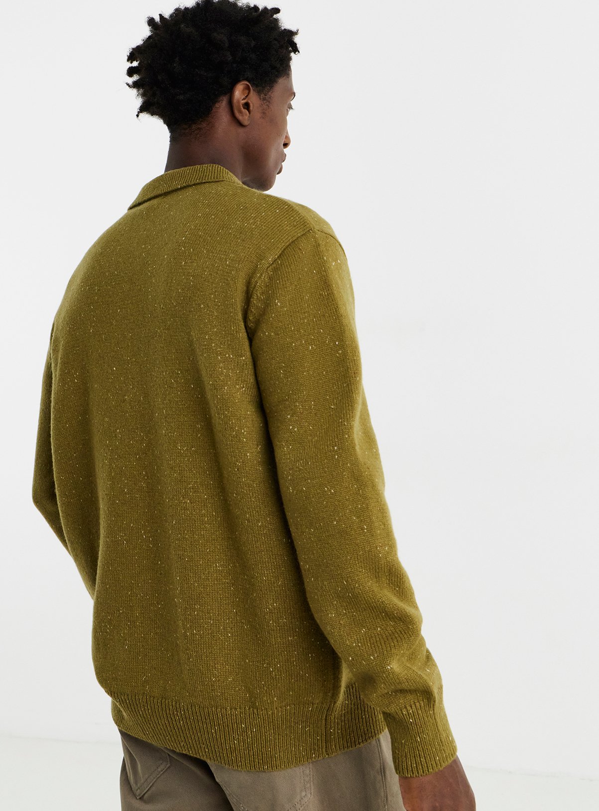 JACAMO Lambswool Chunky Knitted Bomber Green XL - Image 2 thumbnail