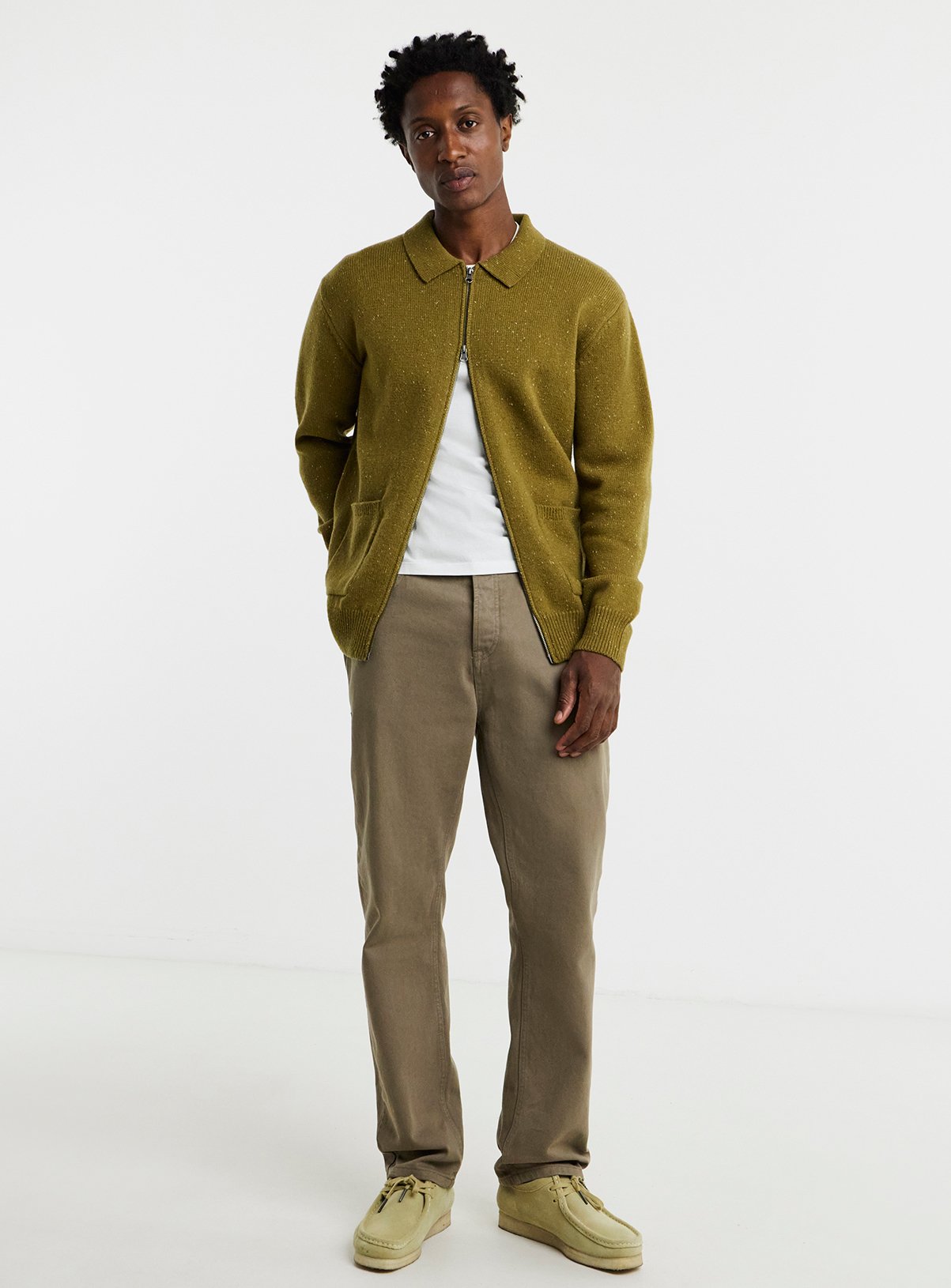 JACAMO Lambswool Chunky Knitted Bomber Green XL - Image 3 thumbnail