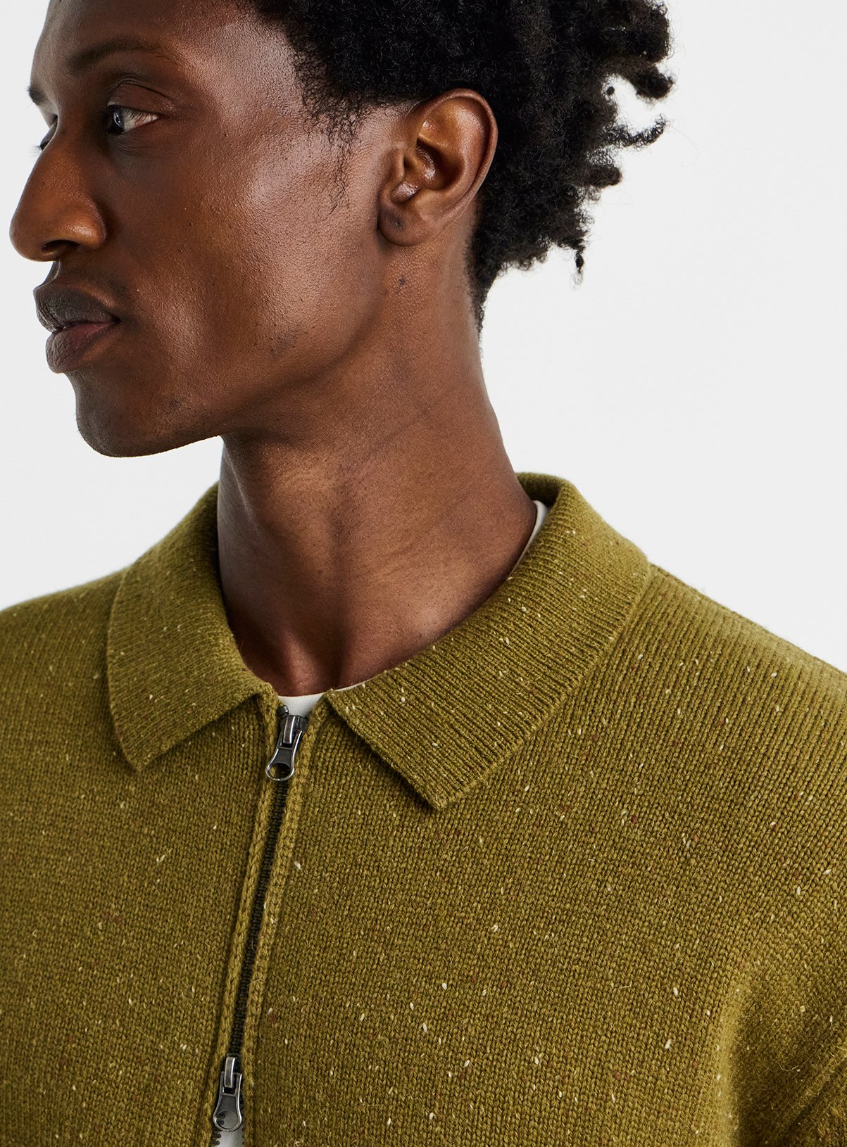 JACAMO Lambswool Chunky Knitted Bomber Green XL - Image 4 thumbnail