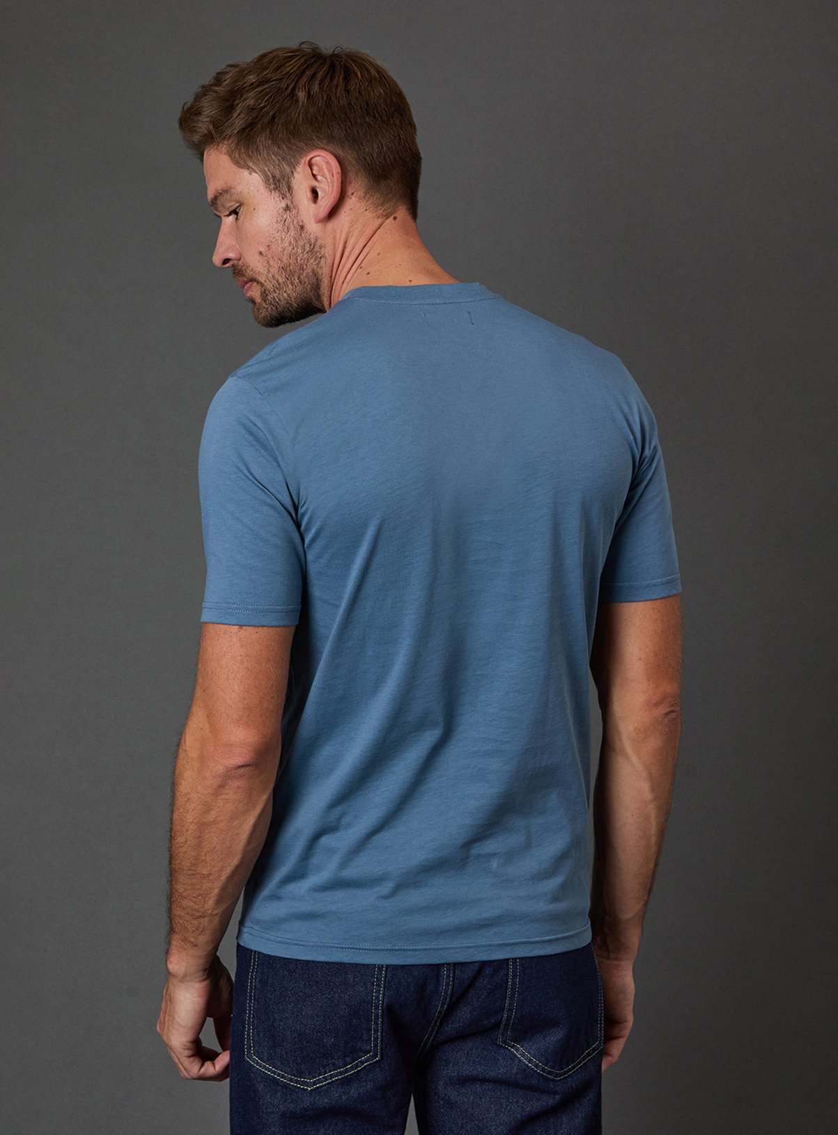 BURTON Blue Grandad Neck T-Shirt XL - Image 3 thumbnail