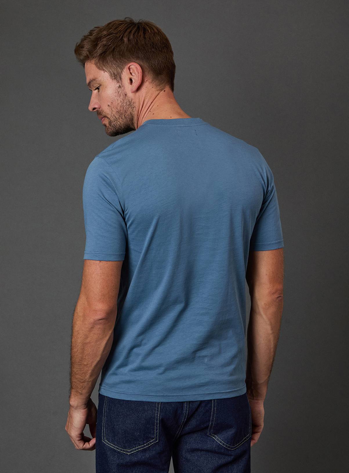 BURTON Blue Grandad Neck T-Shirt XL - Image 3