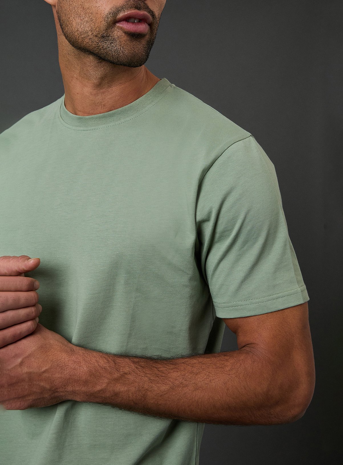 BURTON Sage Green Plain Crew Neck T-Shirt XL - Image 2 thumbnail