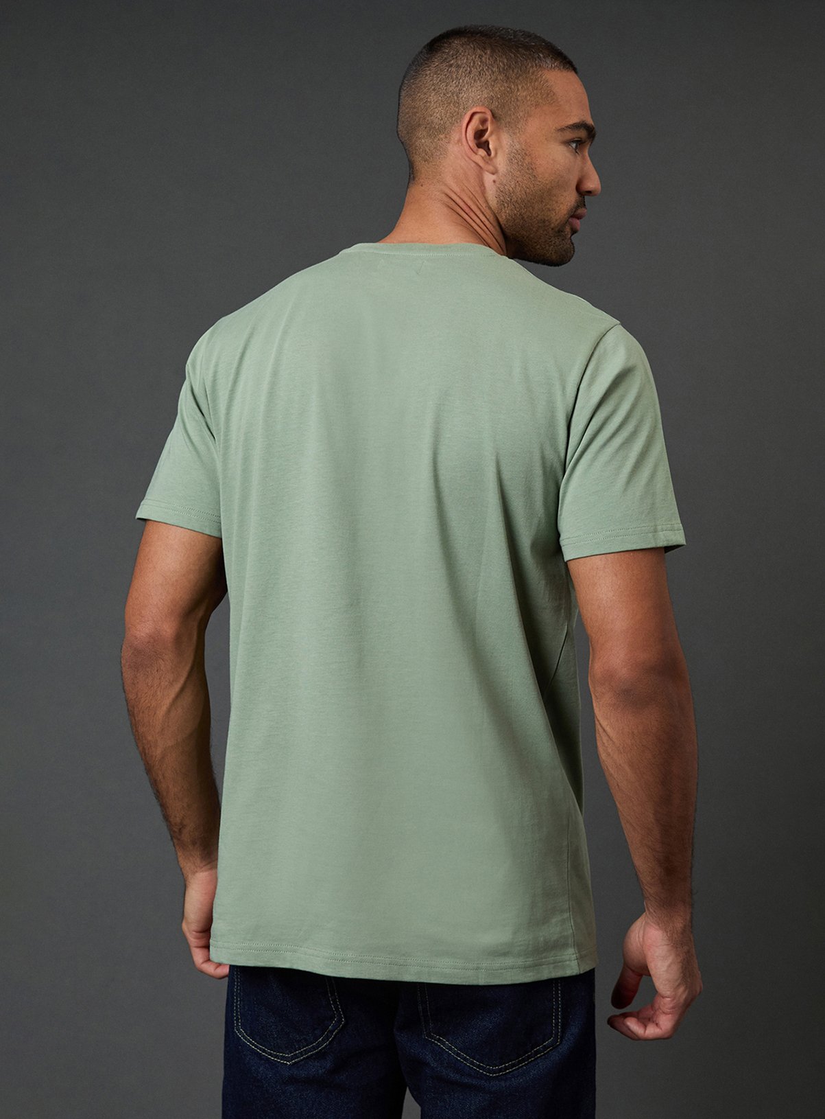 BURTON Sage Green Plain Crew Neck T-Shirt XL - Image 3 thumbnail