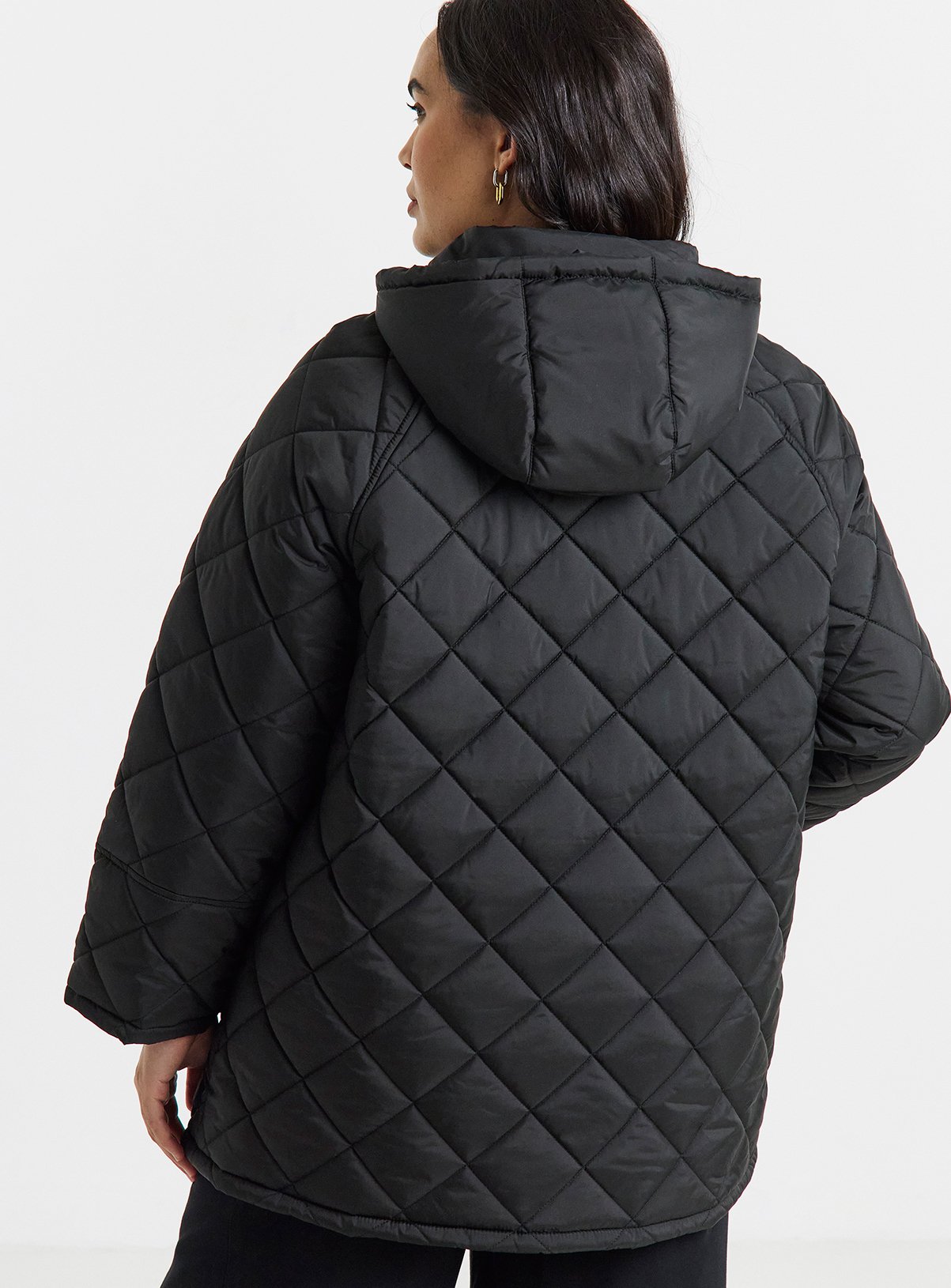 SIMPLY BE Hooded Quilt Swing Coat 24 - Image 2 thumbnail