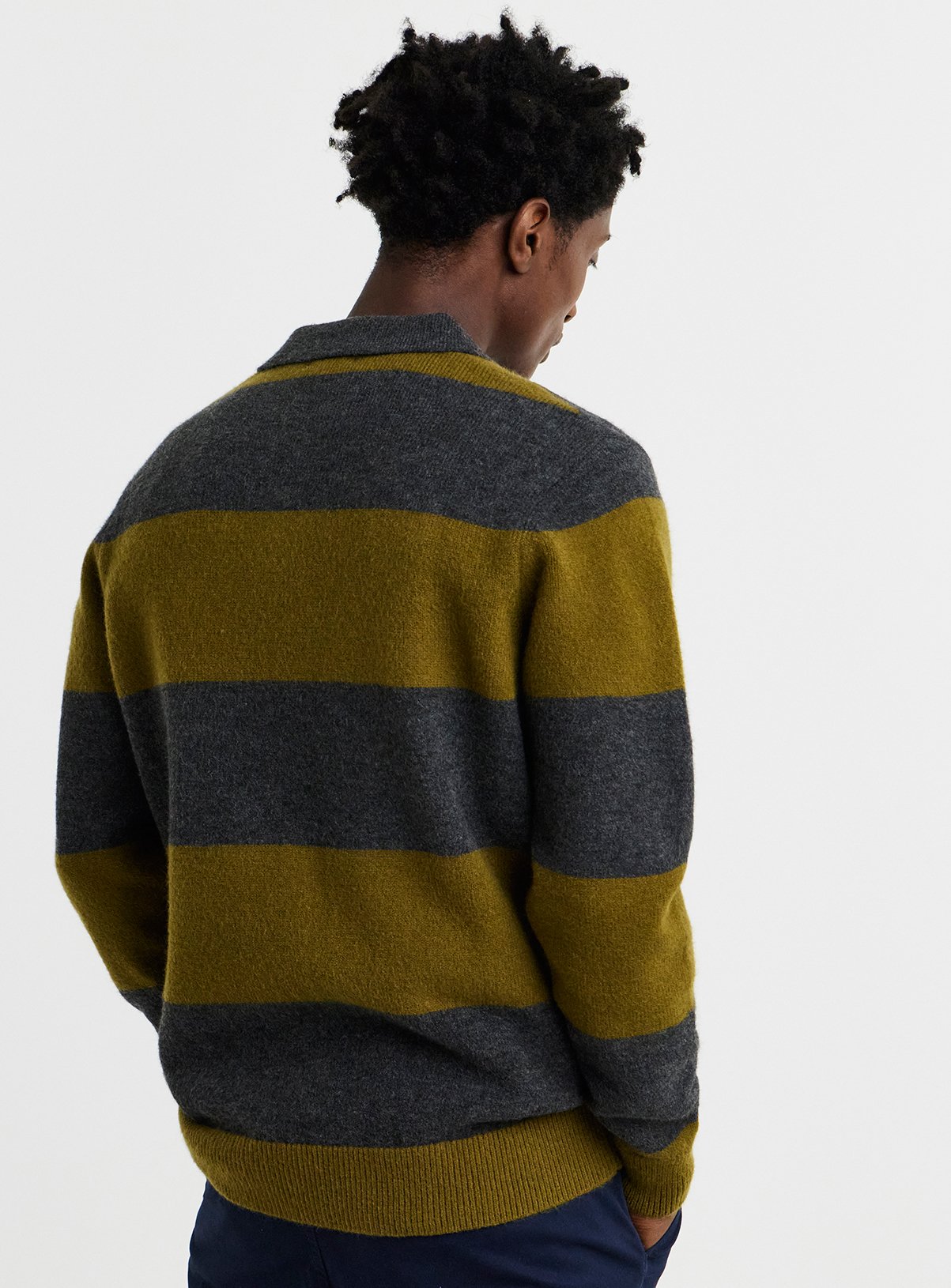 JACAMO Lambswool Stripe Slouch Knitted Polo 1XL - Image 2 thumbnail