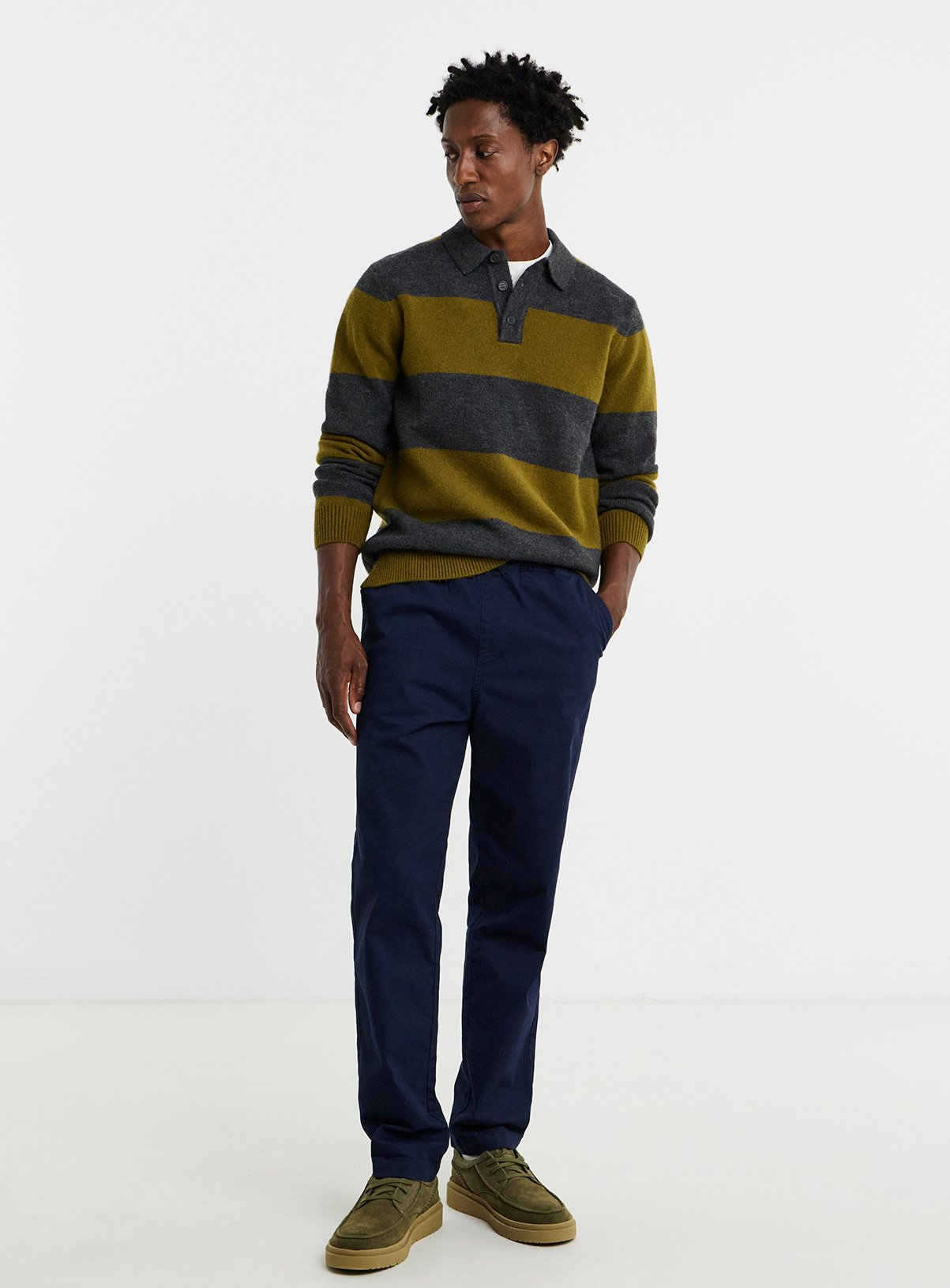 JACAMO Lambswool Stripe Slouch Knitted Polo 1XL - Image 3 thumbnail