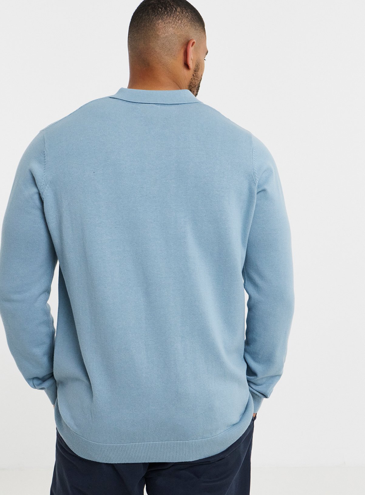 JACAMO Textured Long Sleeve Knitted Polo L - Image 2 thumbnail