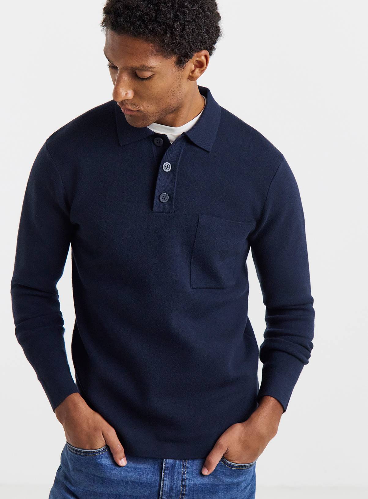 JACAMO Slouch Knitted Long Sleeve Polo XL - Image 1