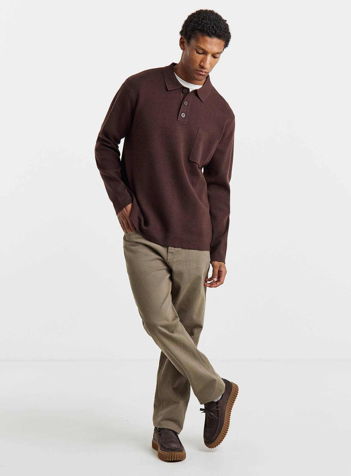 JACAMO Slouch Knitted Long Sleeve Polo XL - Image 3