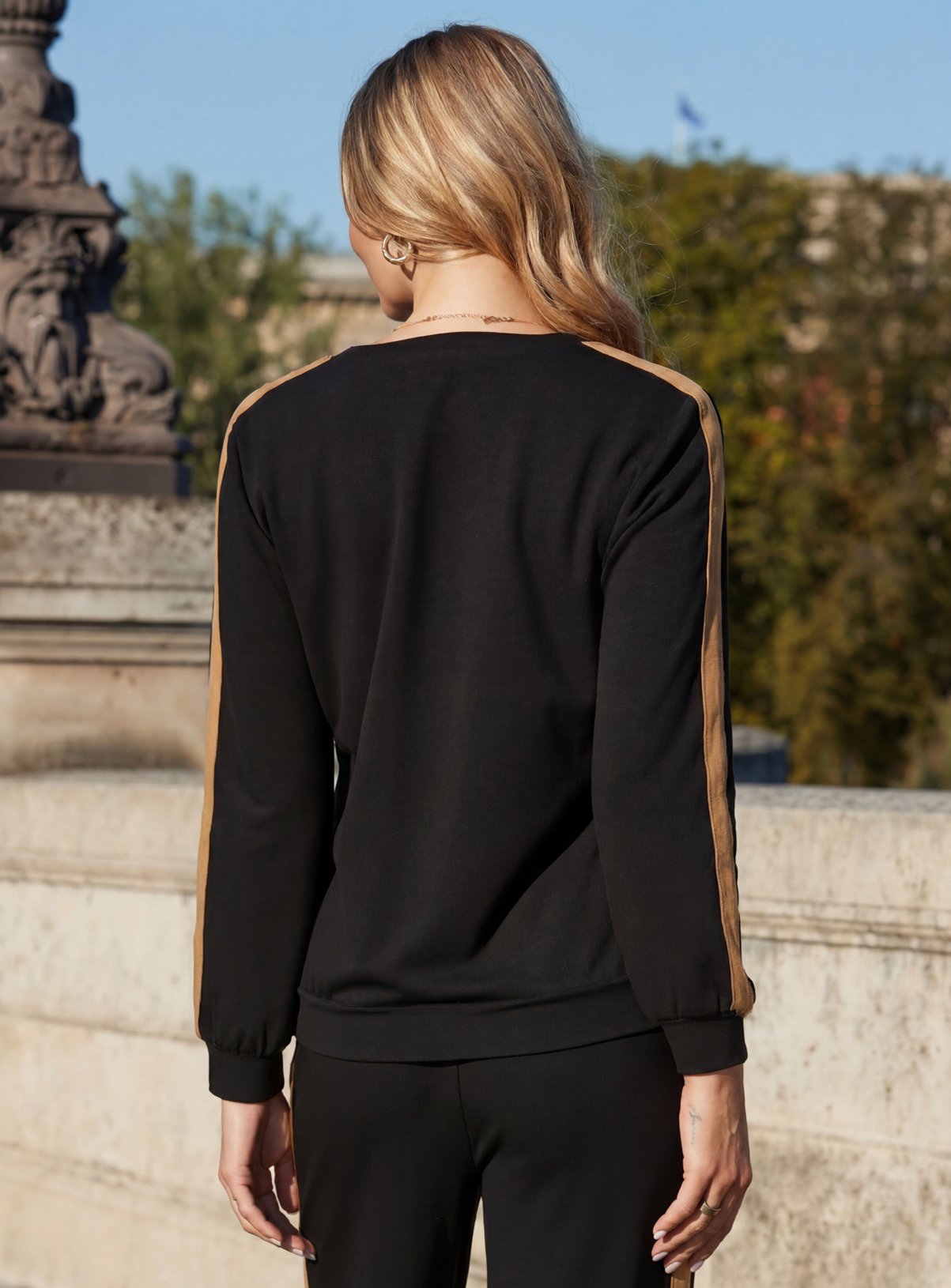 SOSANDAR Black and Tan Side Stripe Jumper 18 - Image 4 thumbnail
