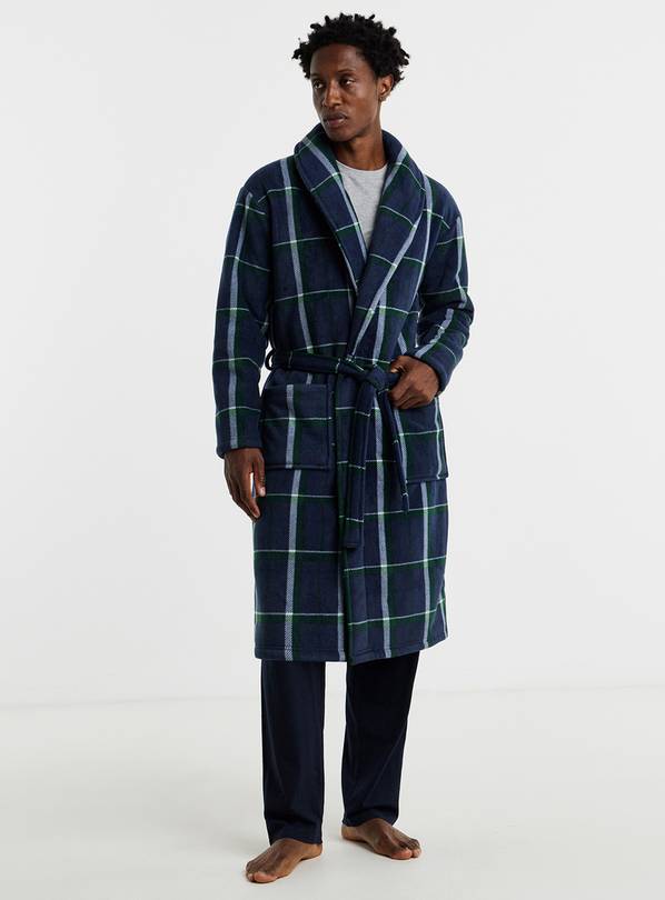 JACAMO Check Borg Lined Fleece Dressing Gown S