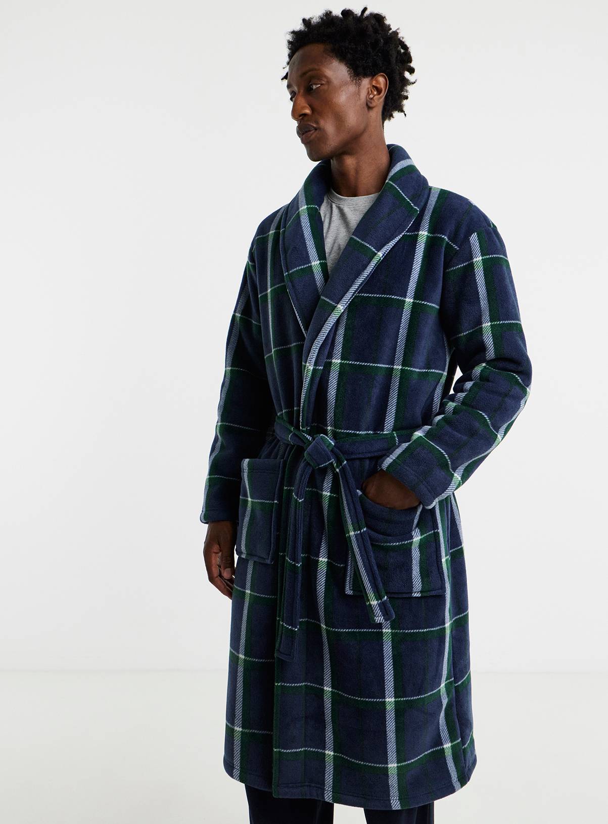 JACAMO Check Borg Lined Fleece Dressing Gown M - Image 3