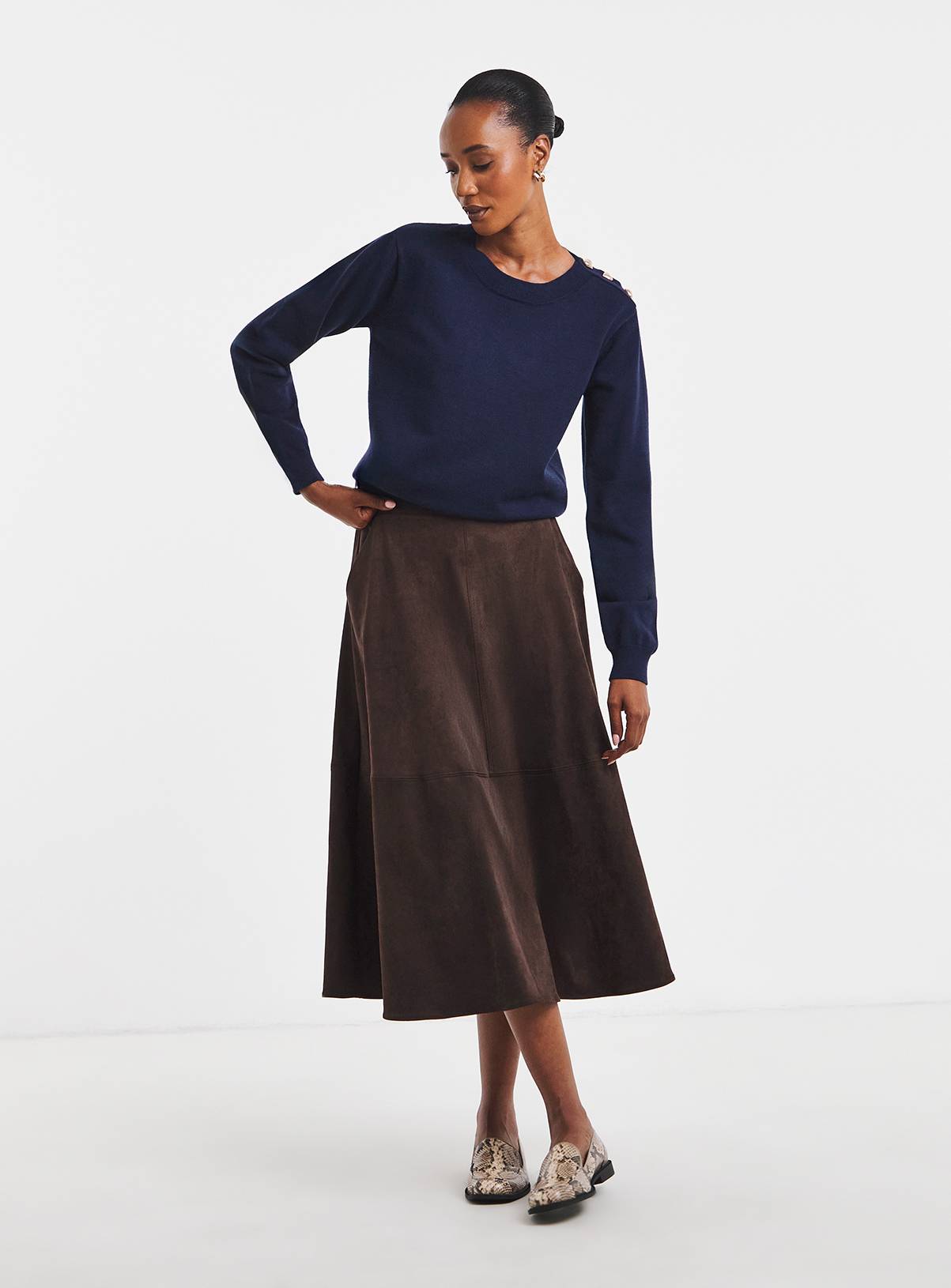 JD WILLIAMS Heart Button Shoulder Detail Jumper 20-22 - Image 2