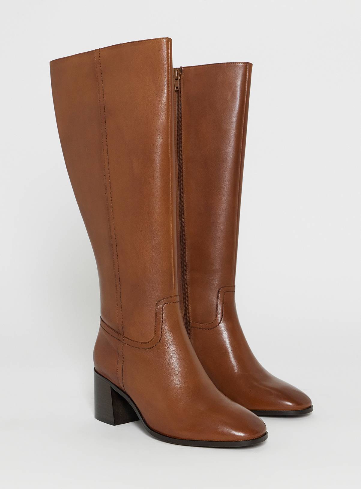 JD WILLIAMS Leather Knee High Heeled Boot Wide Fit 6 - Image 2