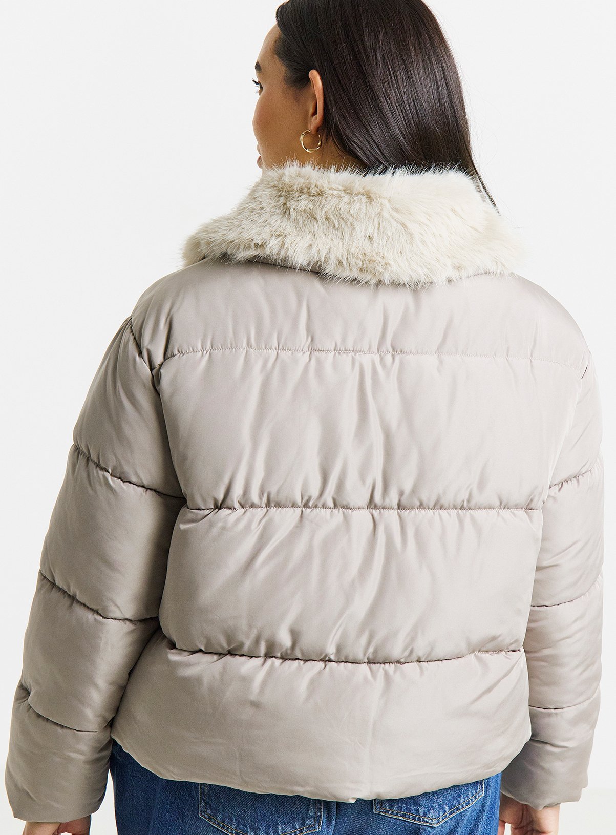 SIMPLY BE Faux Fur Collar Short Padded Coat 20 - Image 2 thumbnail