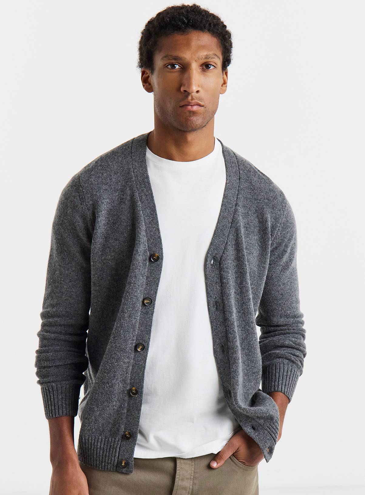 JACAMO Charcoal Lambswool Cardigan L - Image 1