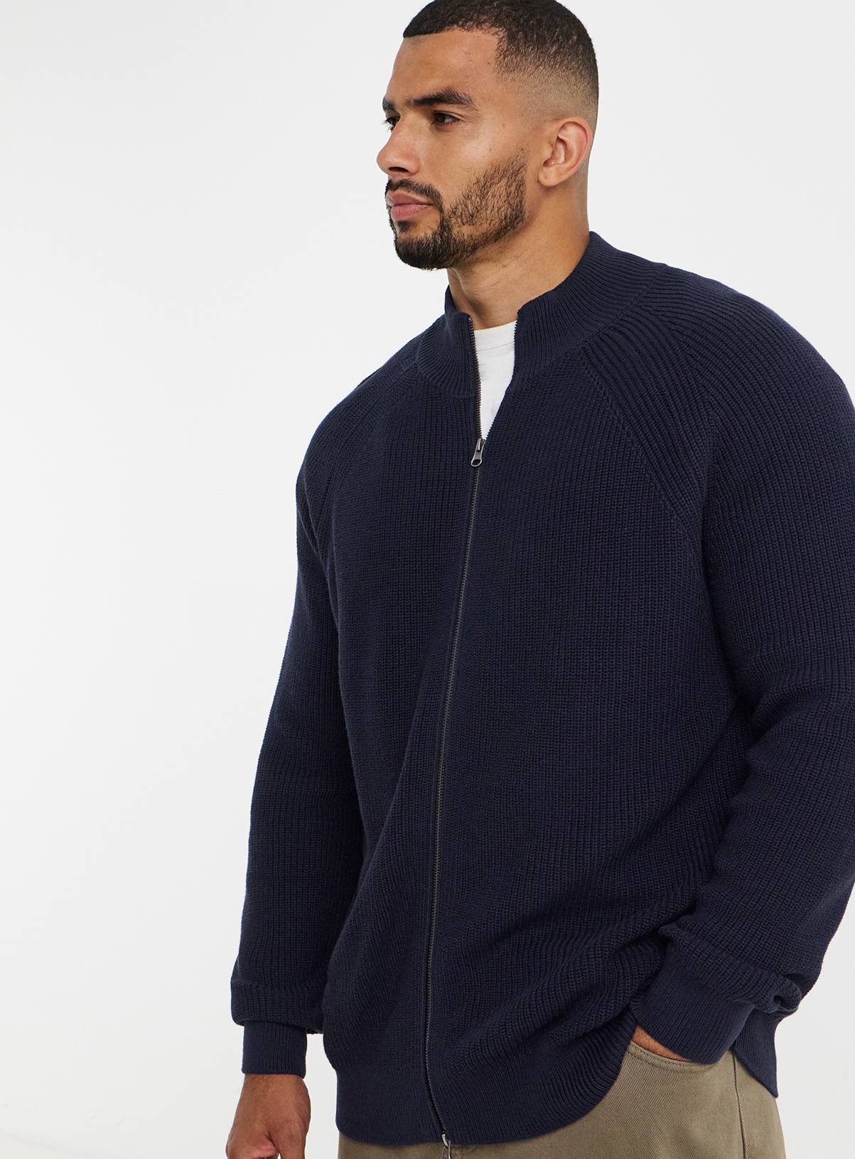 JACAMO Fisherman Knitted Zip Cardigan 1XL - Image 1