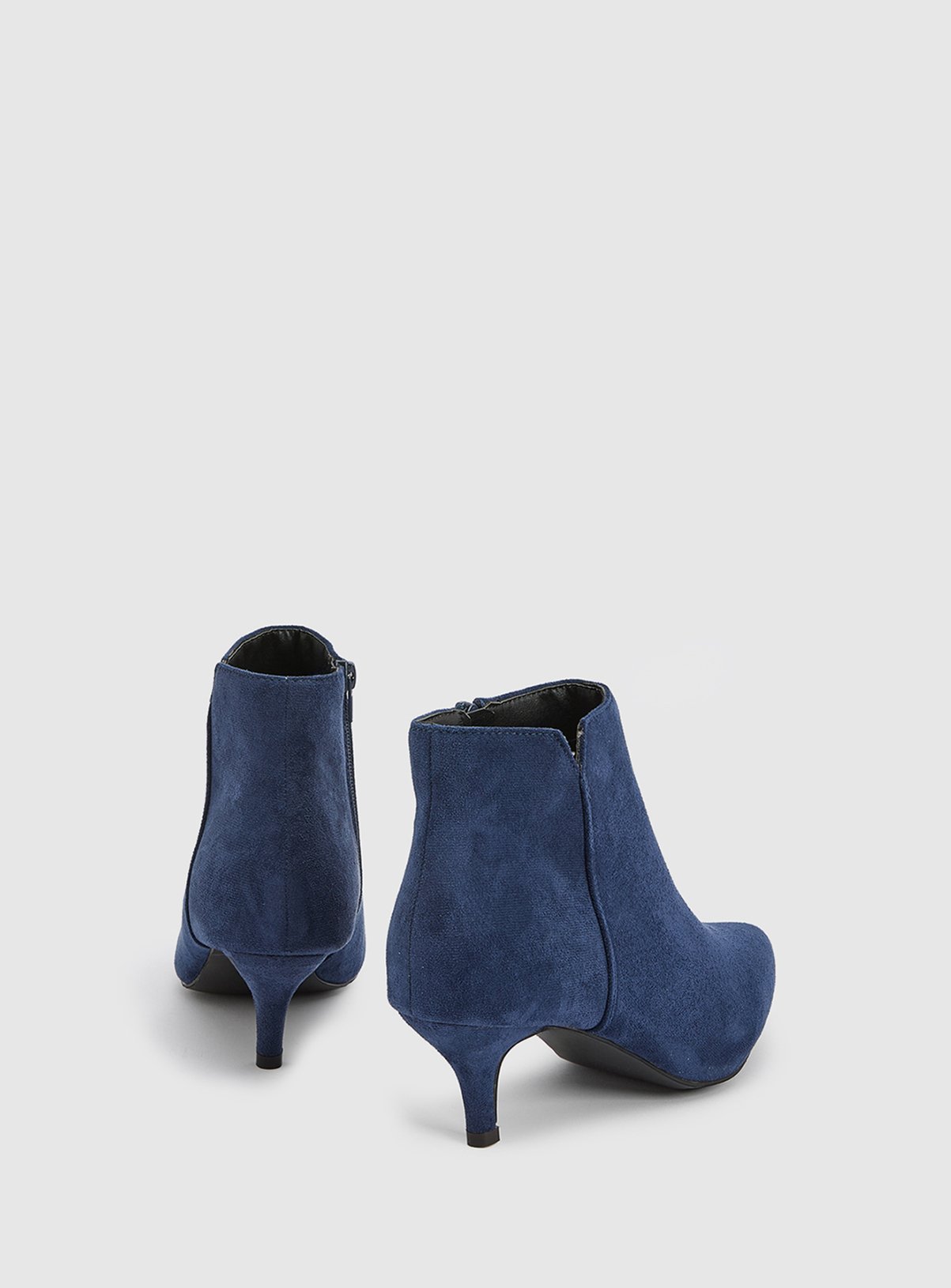 WALLIS Wide Fit Alma Faux Suede Kitten Heel Pointed Ankle Boots Navy 6 - Image 2 thumbnail