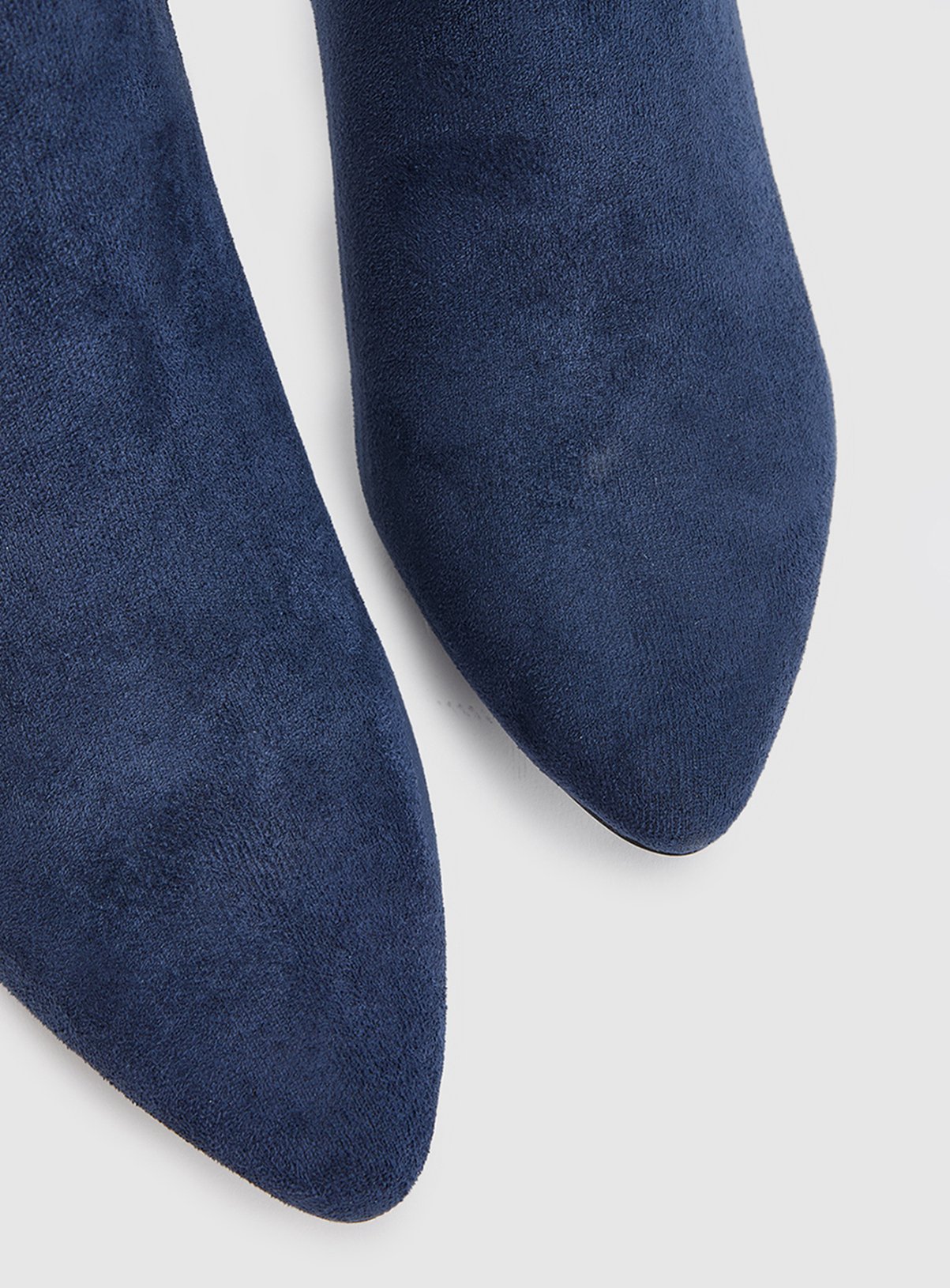 WALLIS Wide Fit Alma Faux Suede Kitten Heel Pointed Ankle Boots Navy 6 - Image 3 thumbnail