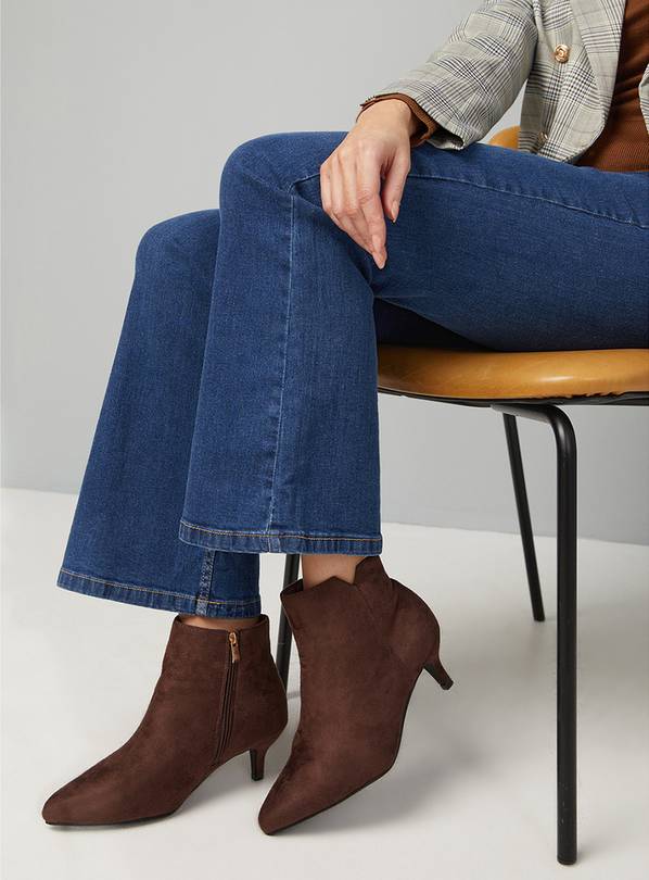 WALLIS Wide Fit Alma Faux Suede Kitten Heel Pointed Ankle Boots 6