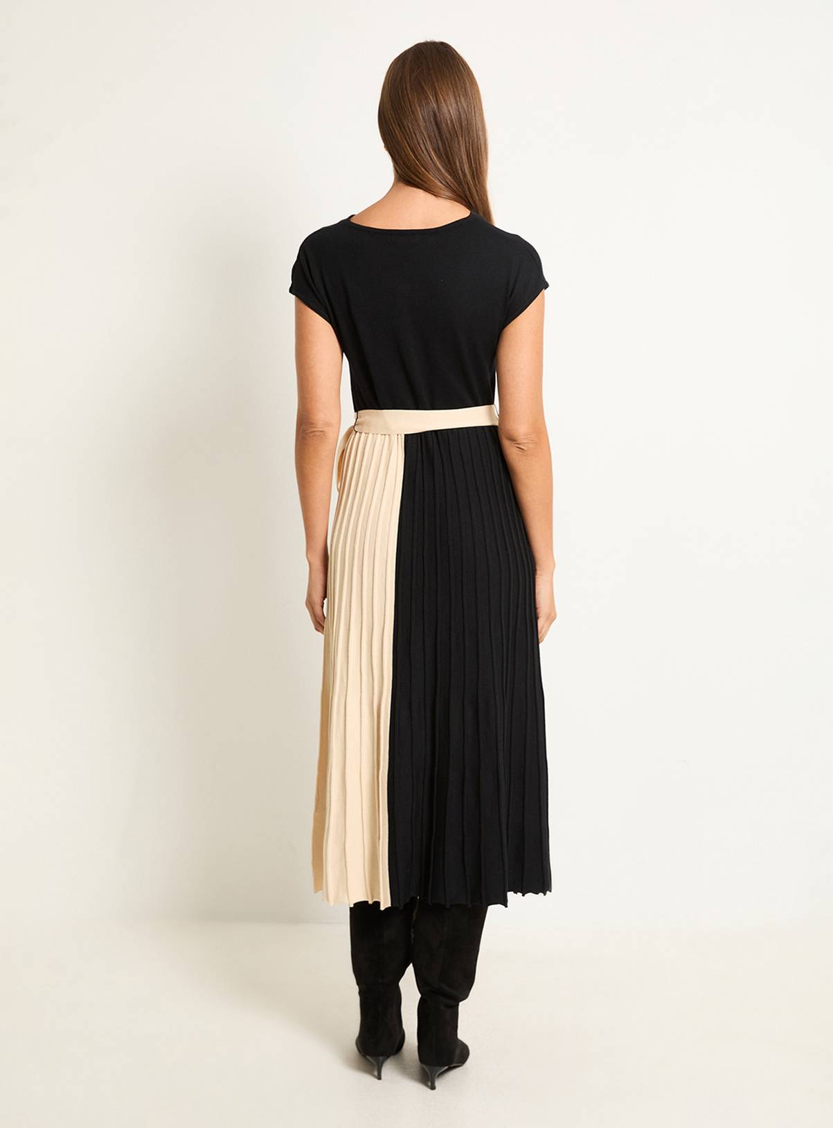 WALLIS Tie Waist Pleated Skirt Knitted Midaxi Dress XL - Image 3