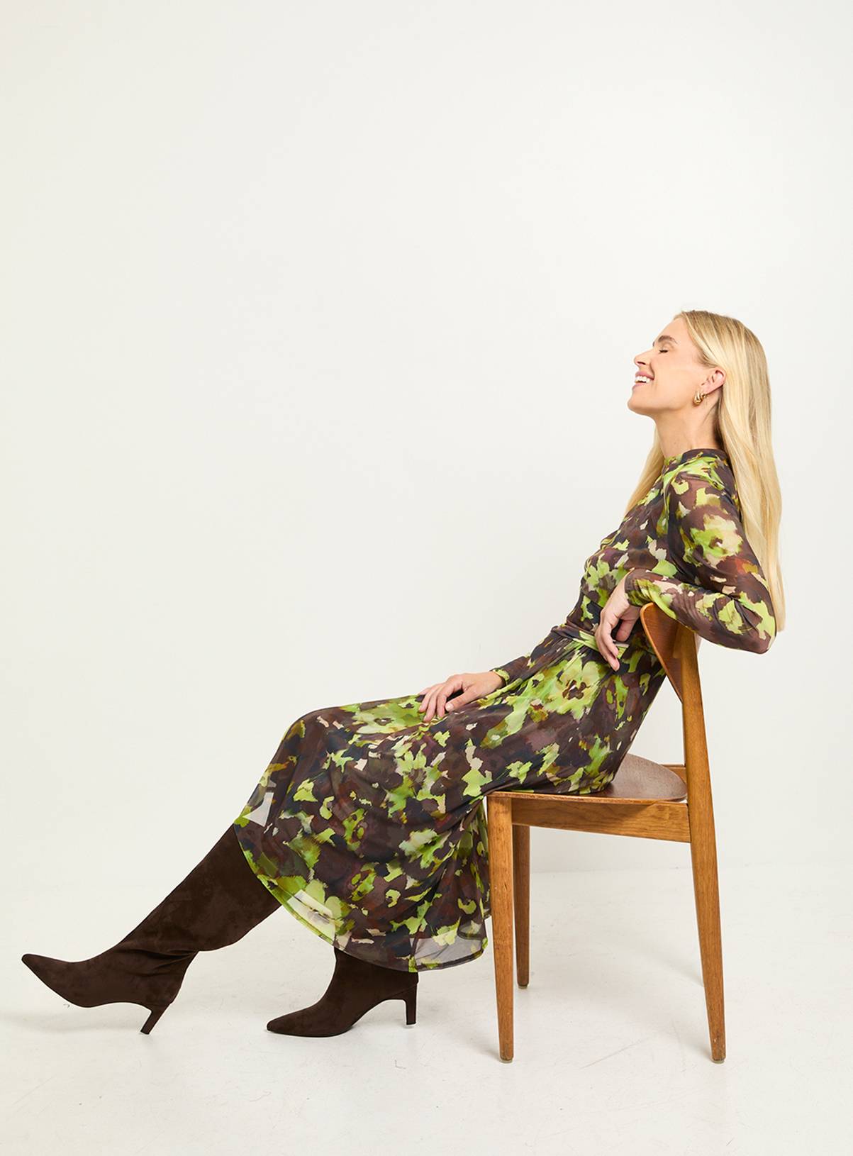 WALLIS Petite Floral Mesh Ruched Waist Midi Dress 16 - Image 5