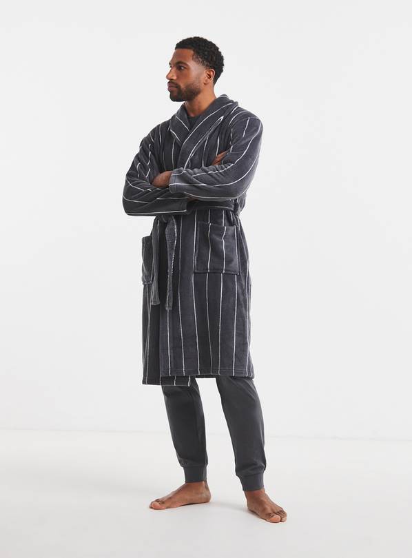 JACAMO Stripe Fleece Dressing Gown 2XL