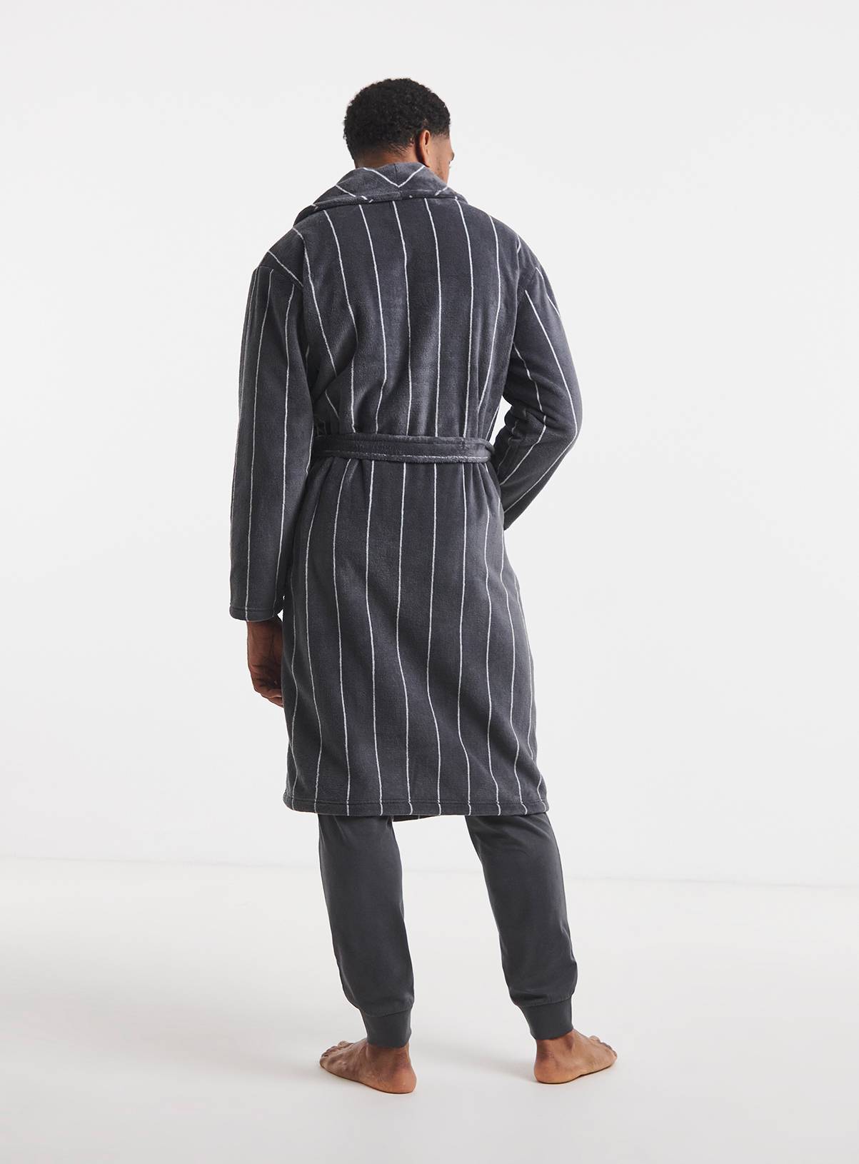 JACAMO Stripe Fleece Dressing Gown XL - Image 2