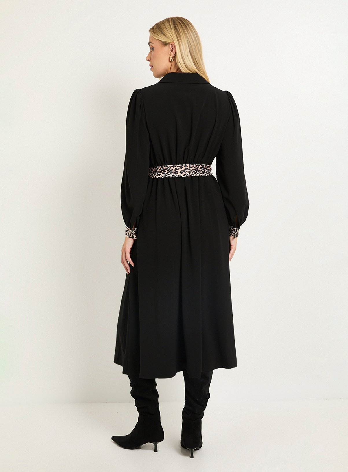 WALLIS Petite Leopard Print Belted Midi Dress 14 - Image 3 thumbnail