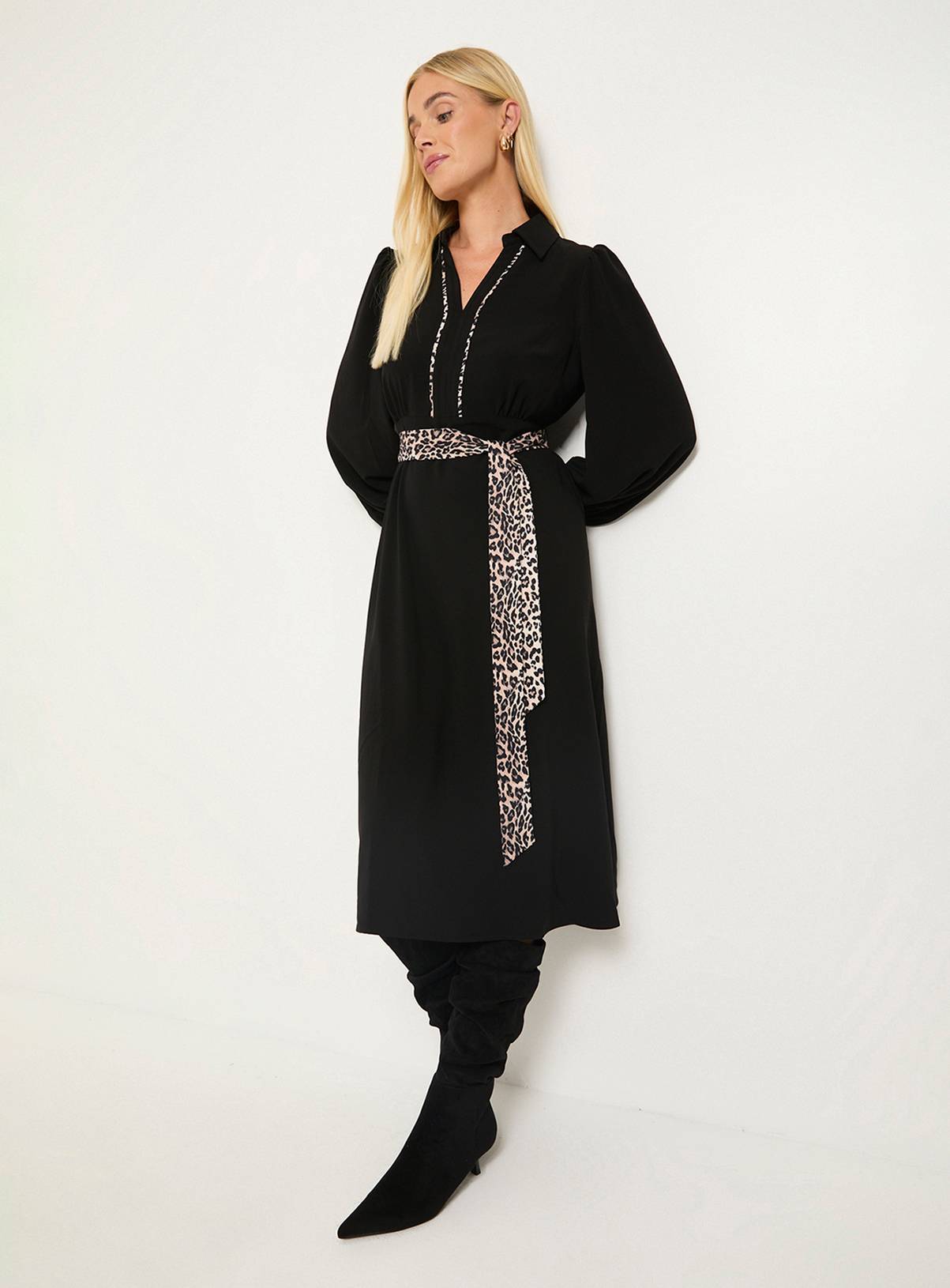 WALLIS Petite Leopard Print Belted Midi Dress 14 - Image 6