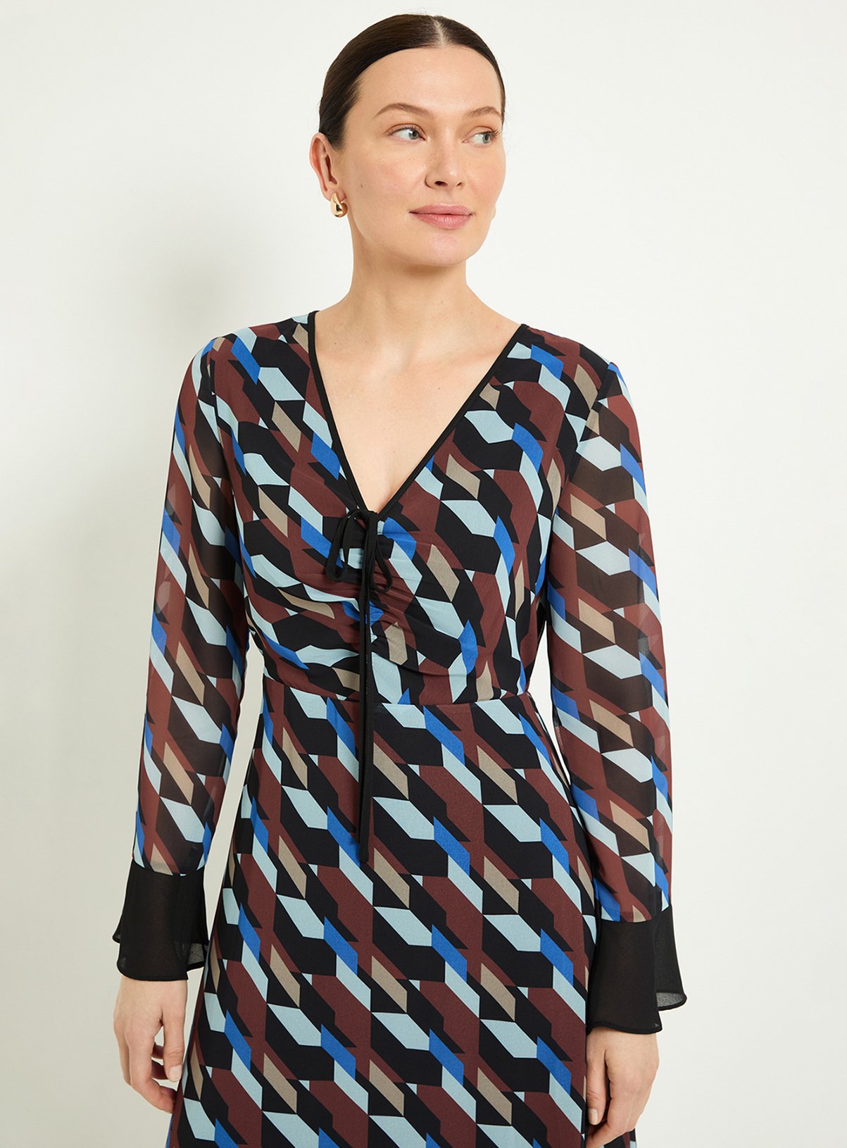 WALLIS Geo Contrast Midi Dress 18 - Image 2 thumbnail